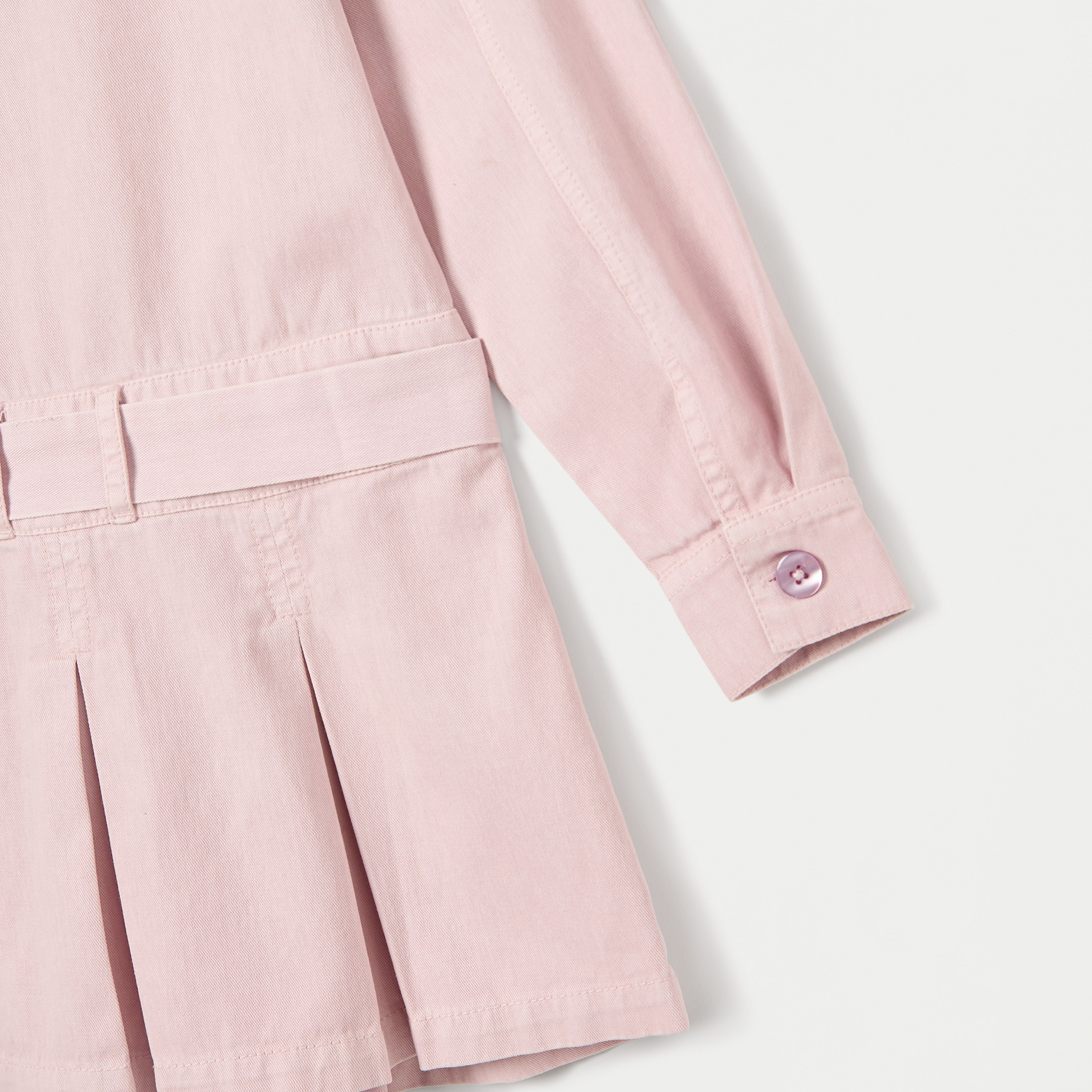 فستان قميص سادة بياقة عادية وحزام من لي كوبر-girls-clothing-dressesandjumpsuits-image-5