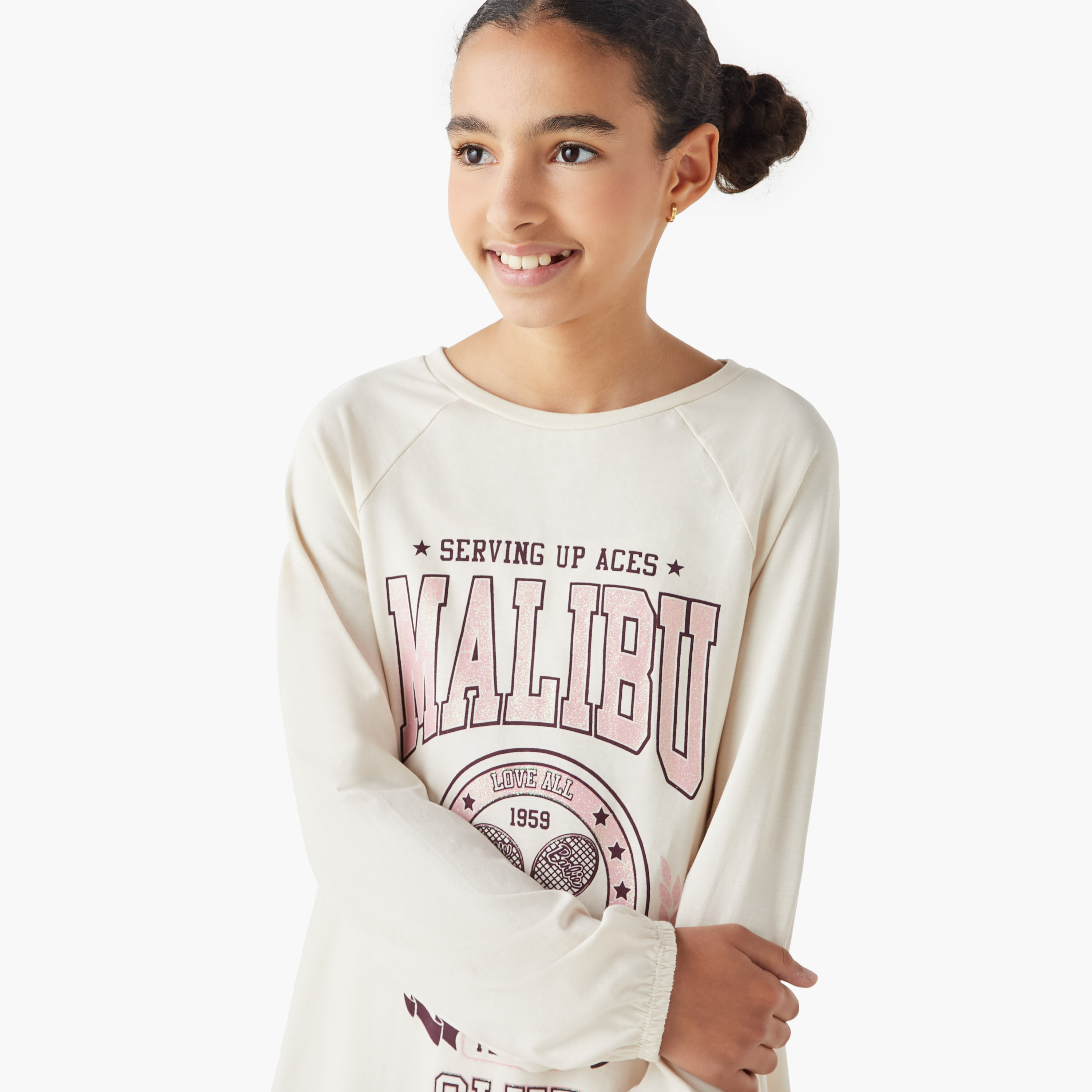 Barbie Print A-line Round Neck Dress with Long Sleeves-girls-clothing-dressesandjumpsuits-image-4