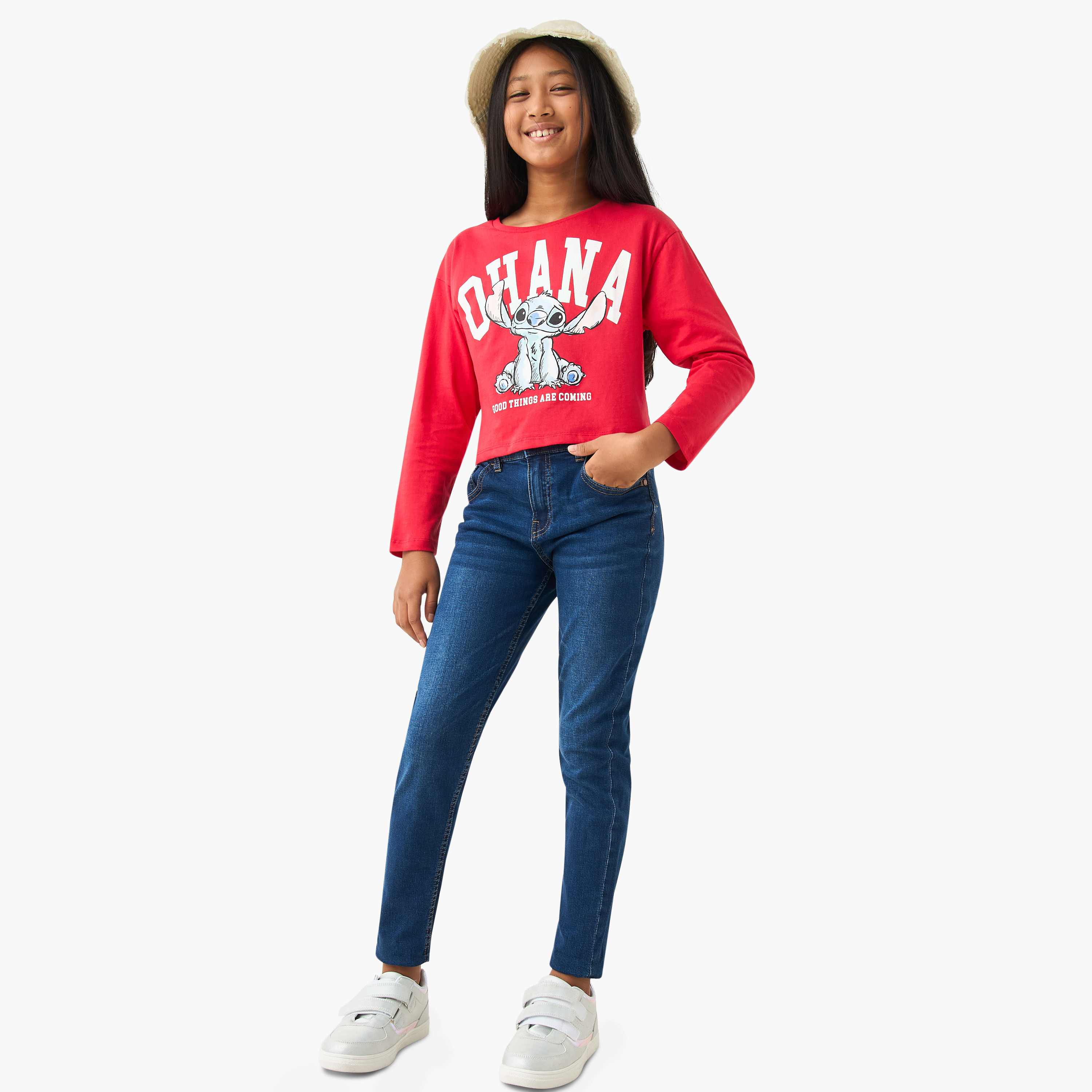 تيشيرت بياقة ضيقة وأكمام طويلة وطبعات-girls-clothing-tshirts-image-2