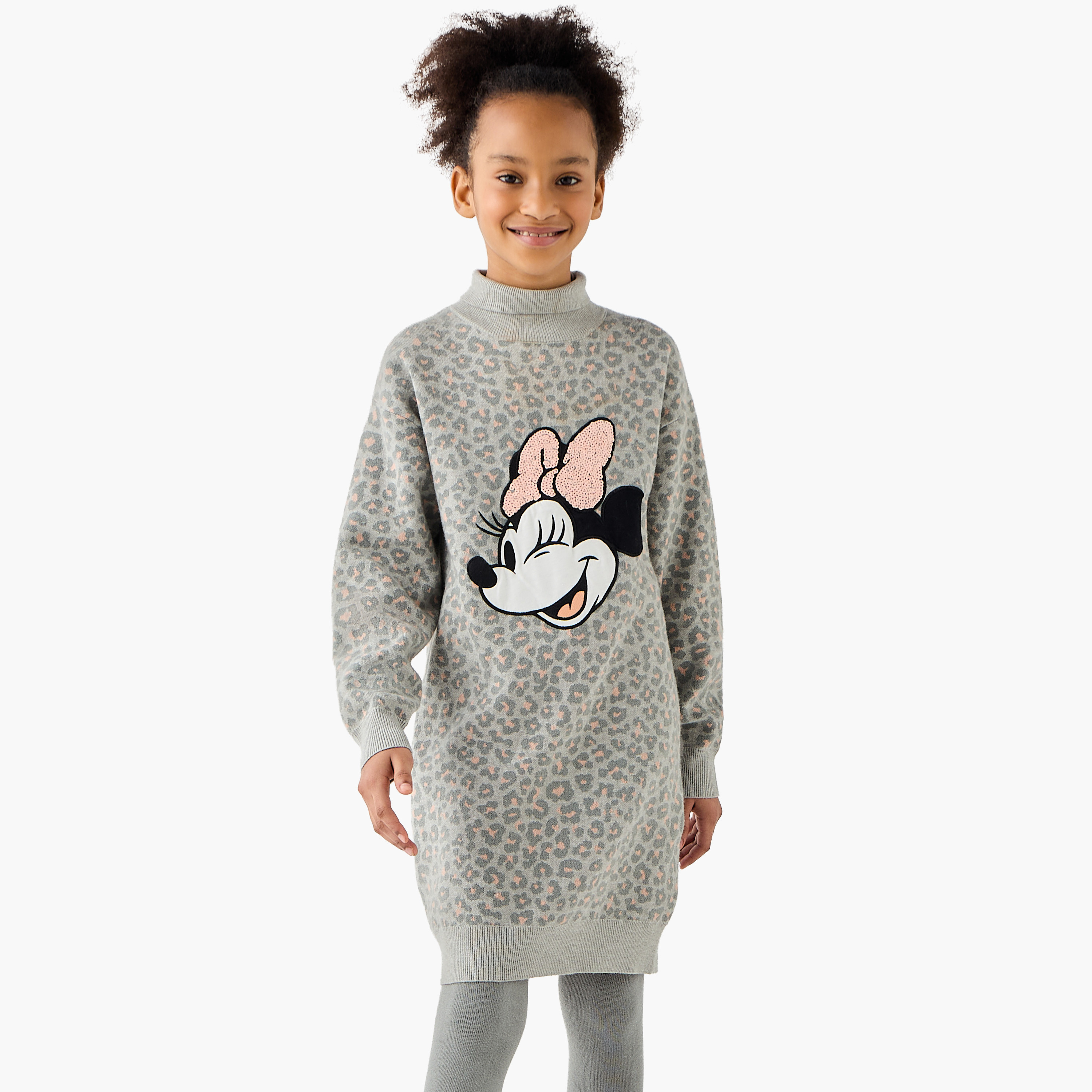 Disney Minnie Mouse Sequinned Sweat Dress and Leggings Set-girls-clothing-winterwear-dresses-image-2