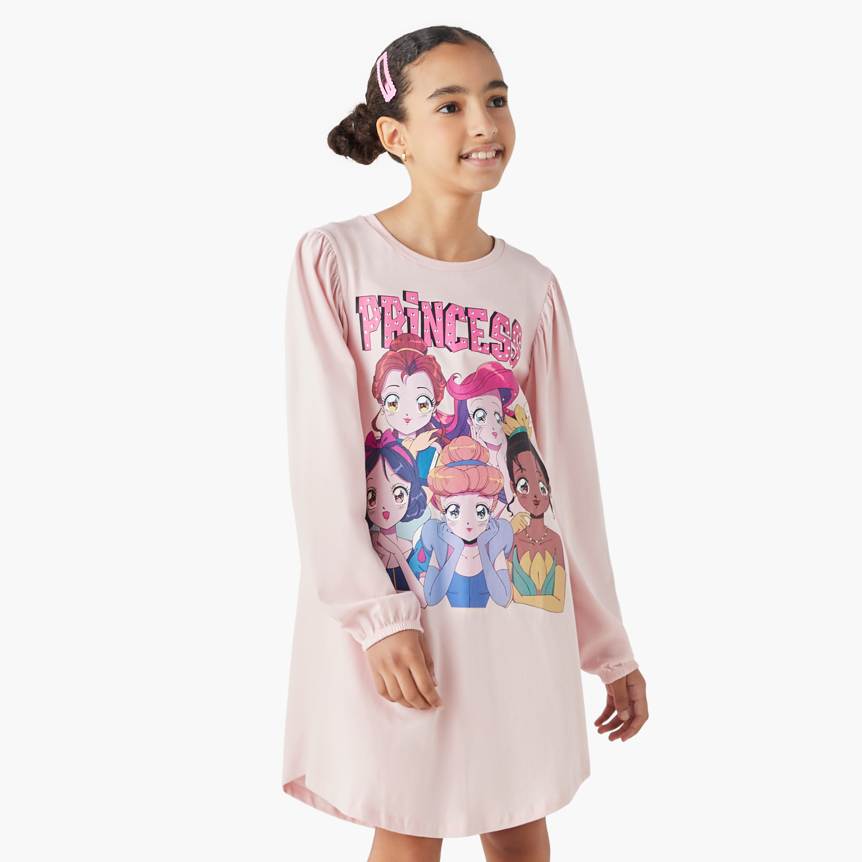 فستان تيشيرت بطبعات أميرات ديزني وأكمام طويلة-girls-clothing-dressesandjumpsuits-image-1