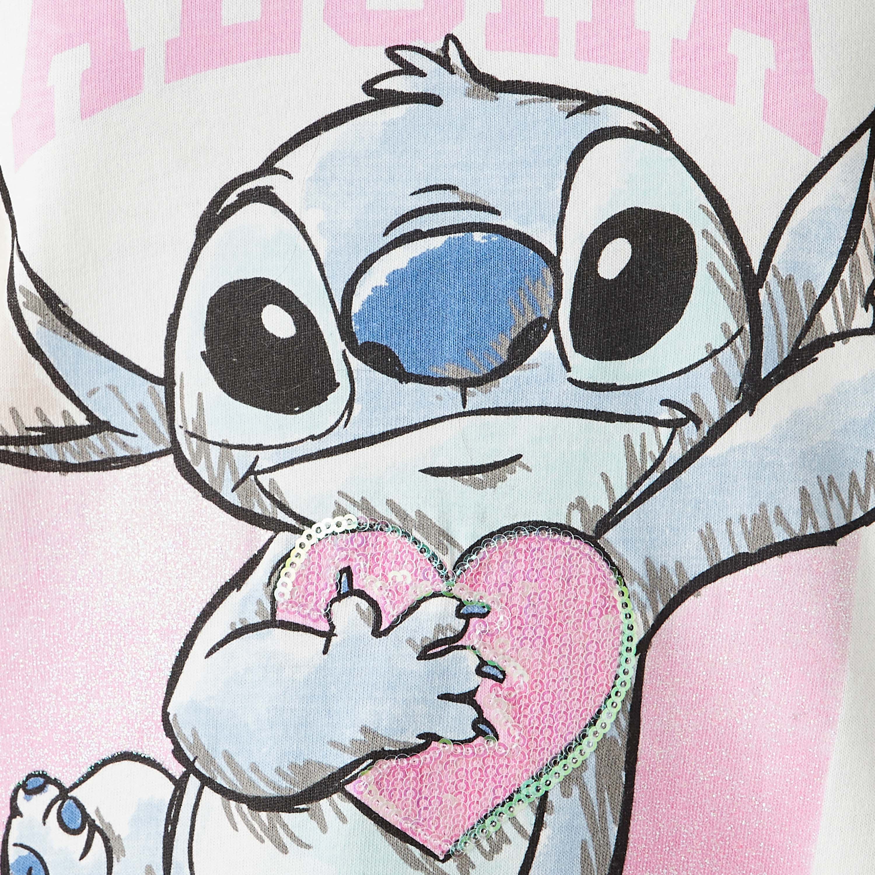 Disney Stitch Print T-shirt Dress with Round Neck and Long Sleeves-girls-clothing-dressesandjumpsuits-image-5