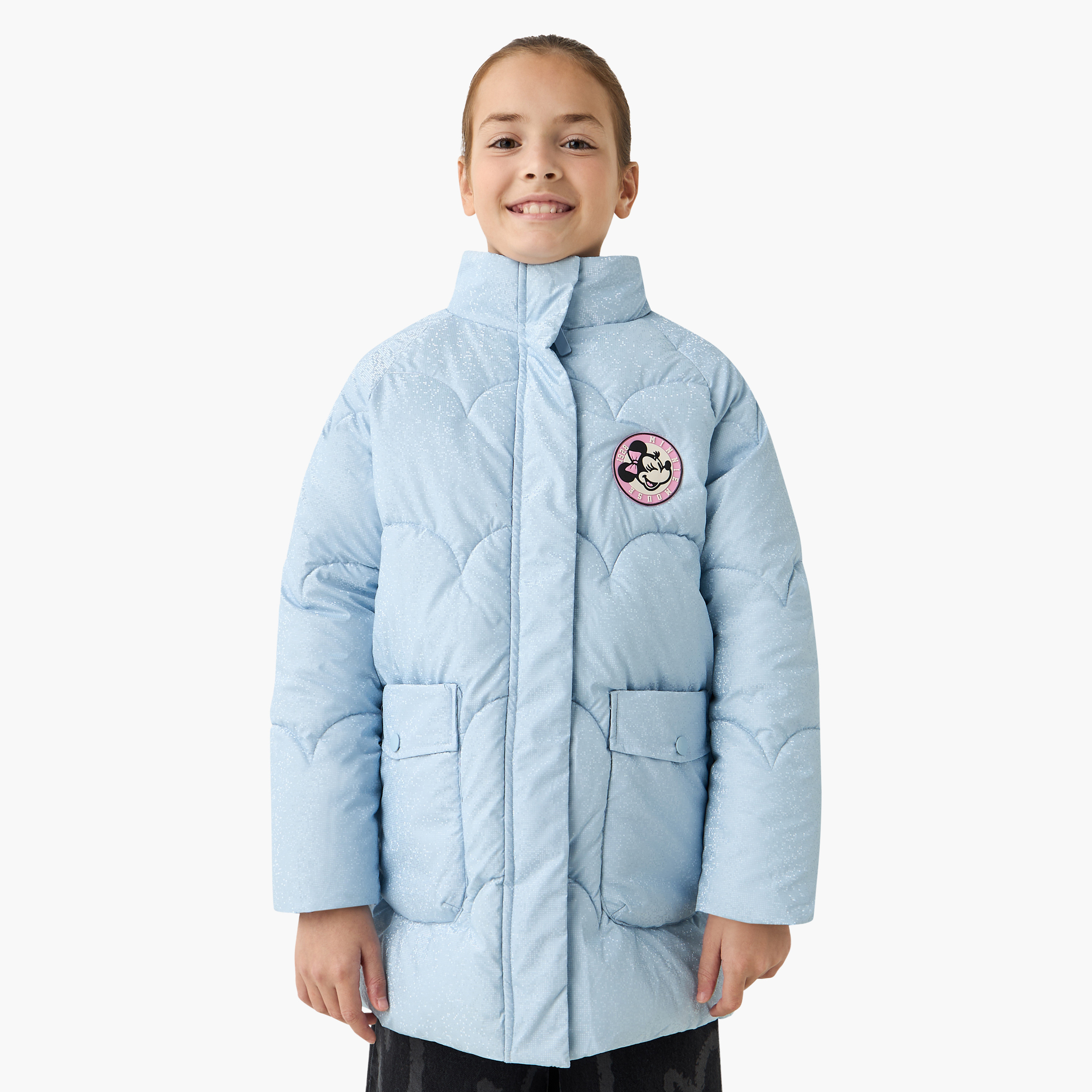 جاكيت بأكمام طويلة وجيوب وزخارف ميني ماوس من ديزني-girls-clothing-winterwear-jacketsandcoats-image-1
