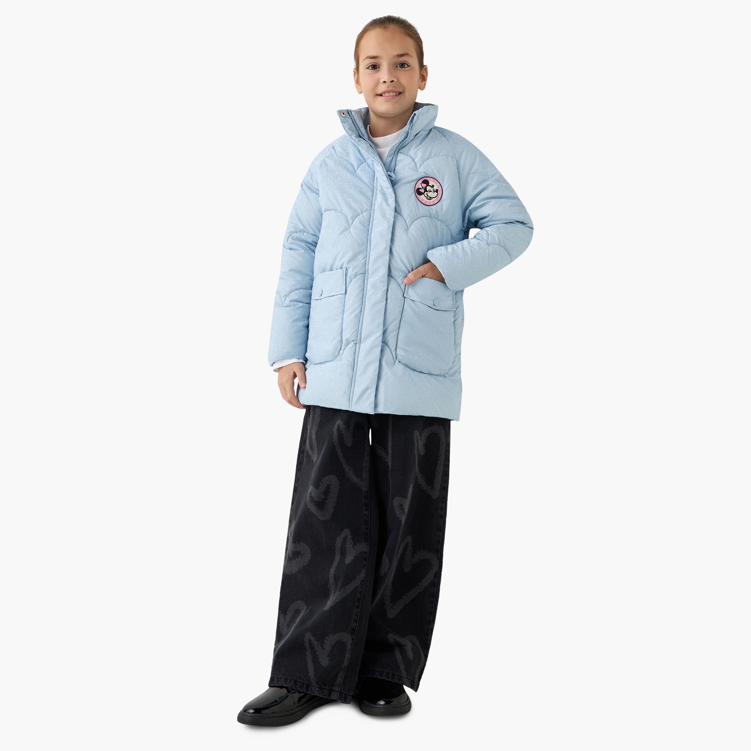 جاكيت بأكمام طويلة وجيوب وزخارف ميني ماوس من ديزني-girls-clothing-winterwear-jacketsandcoats-image-2