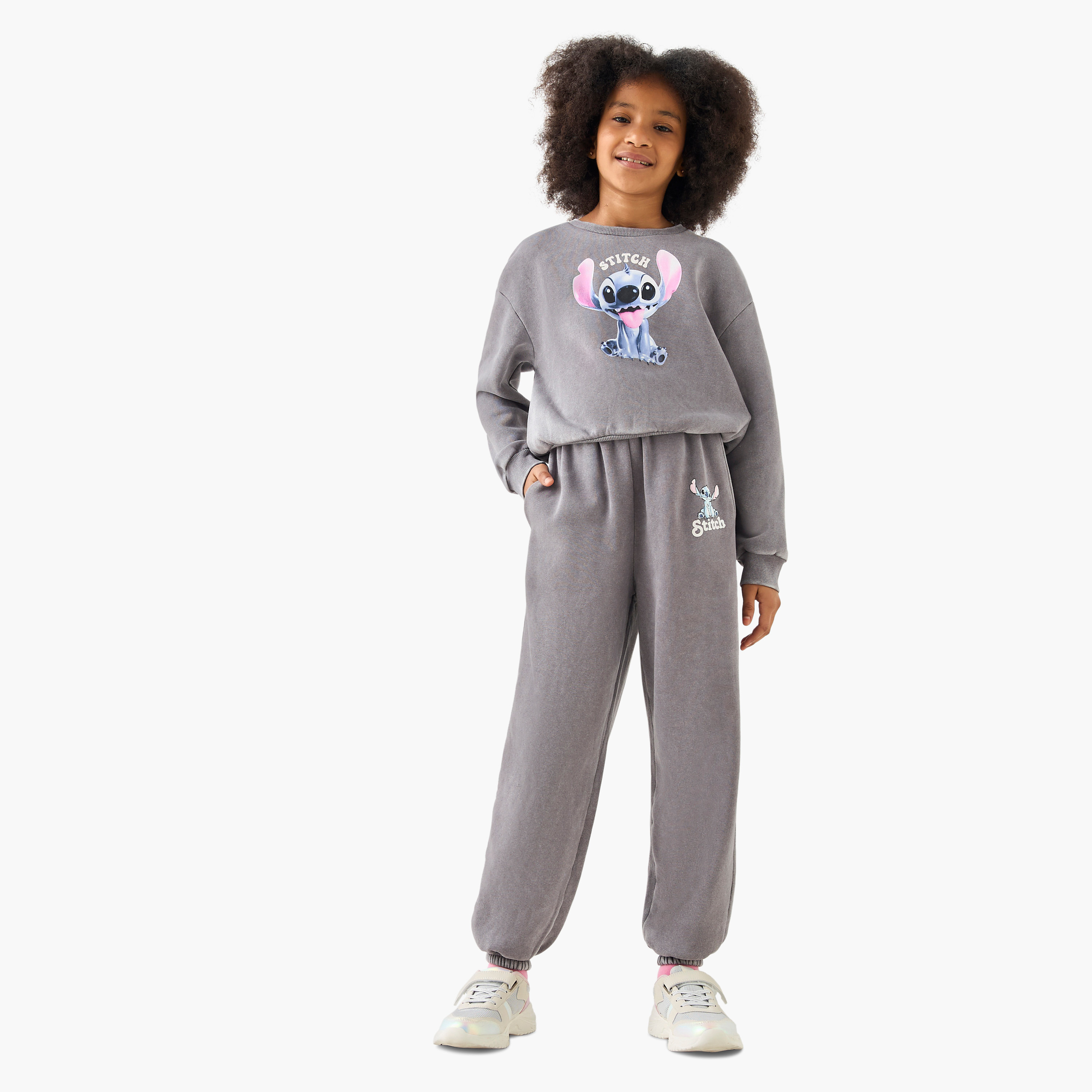 Disney Stitch Print Sweatshirt with Long Sleeves-girls-clothing-winterwear-sweatshirts-image-2