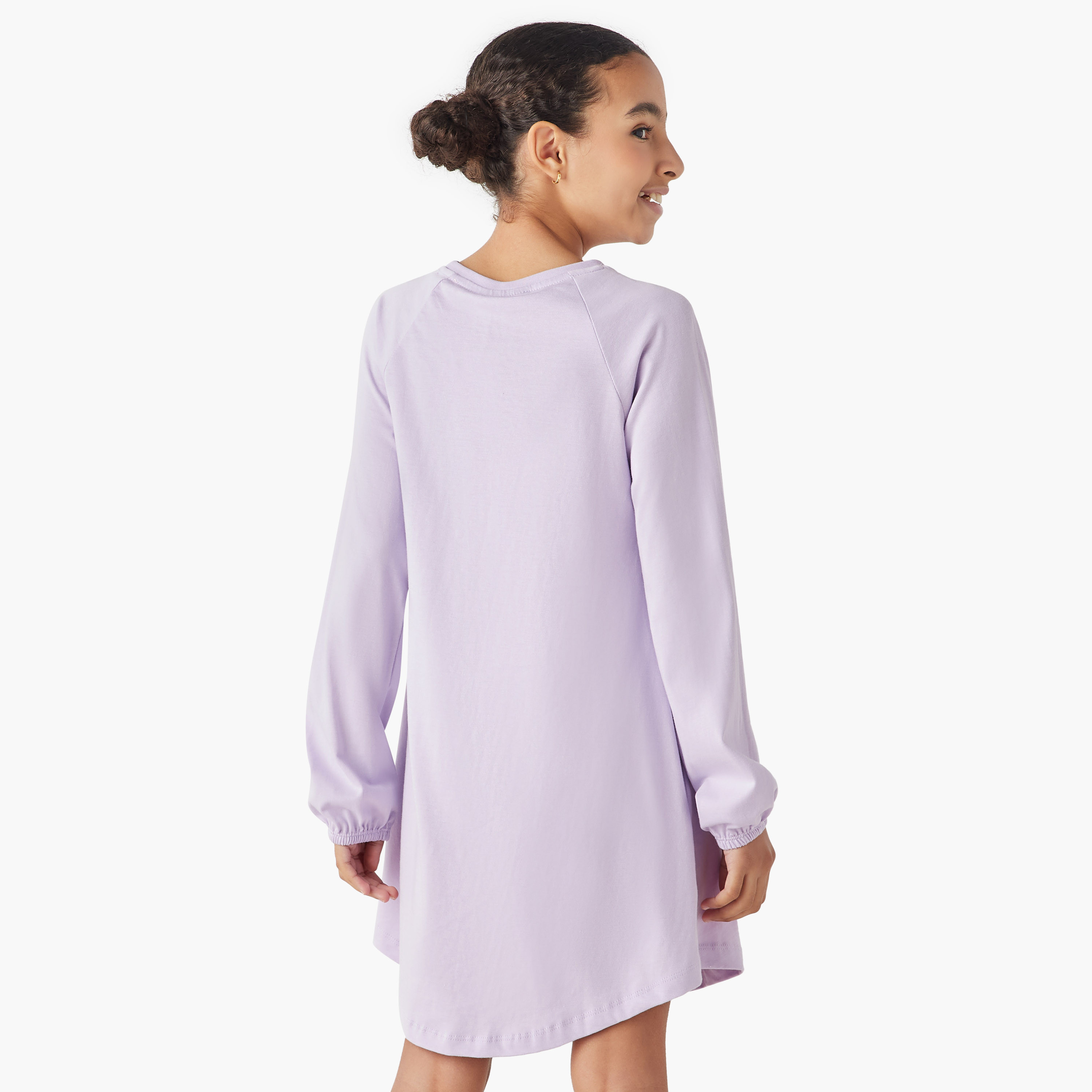 Disney Wednesday Print Round Neck A-line Dress with Long Sleeves-girls-clothing-dressesandjumpsuits-image-3
