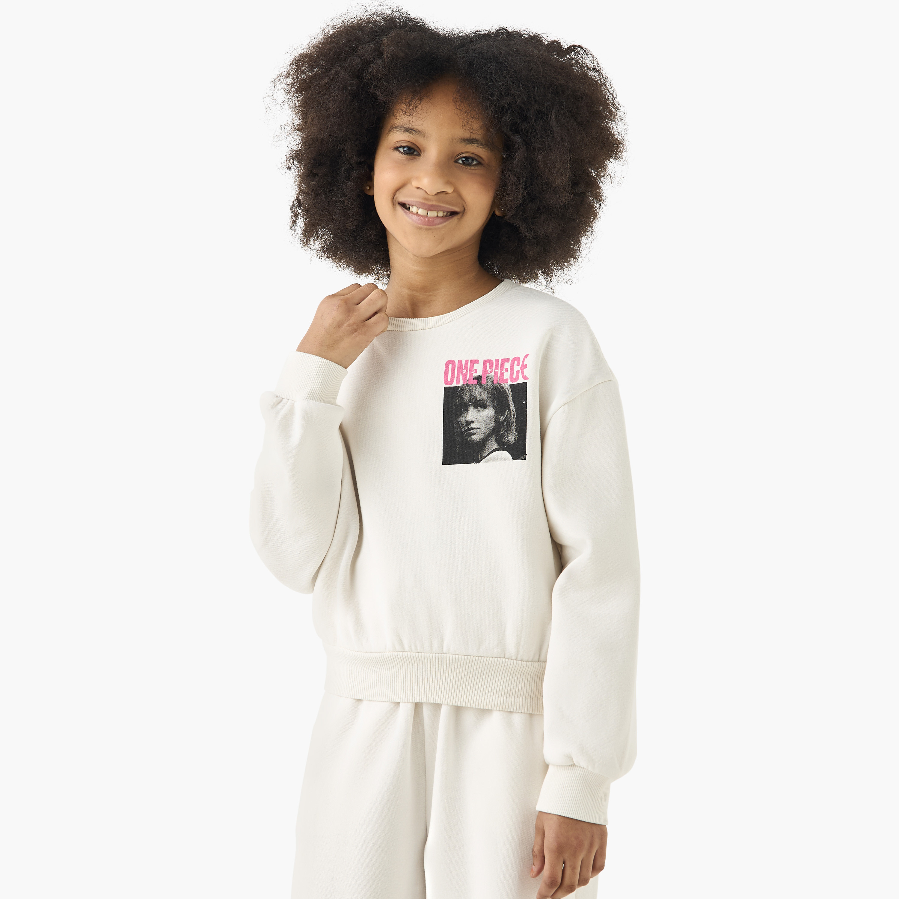 Disney One Piece Print Sweatshirt with Long Sleeves-girls-clothing-winterwear-sweatshirts-image-3