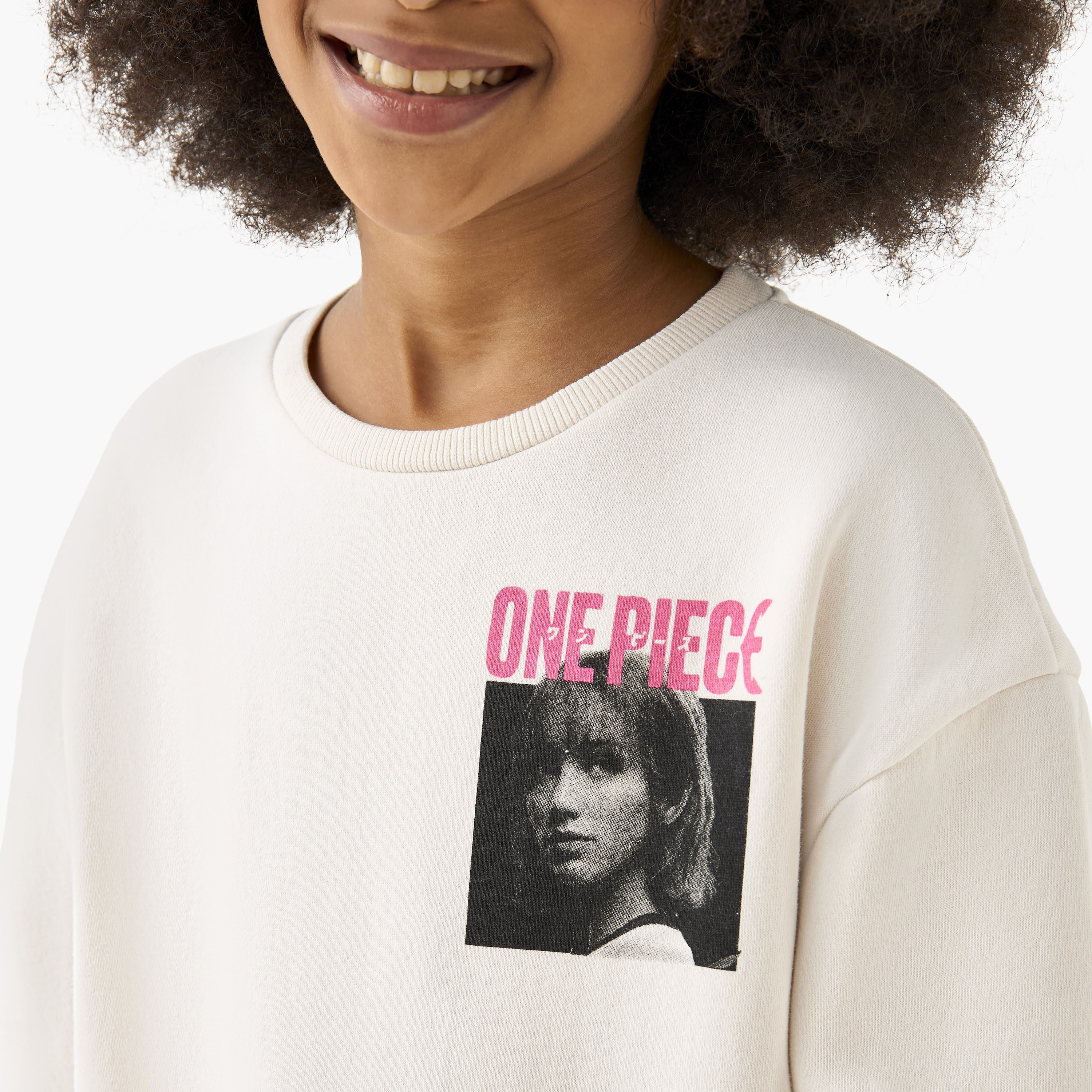 Disney One Piece Print Sweatshirt with Long Sleeves-girls-clothing-winterwear-sweatshirts-image-4
