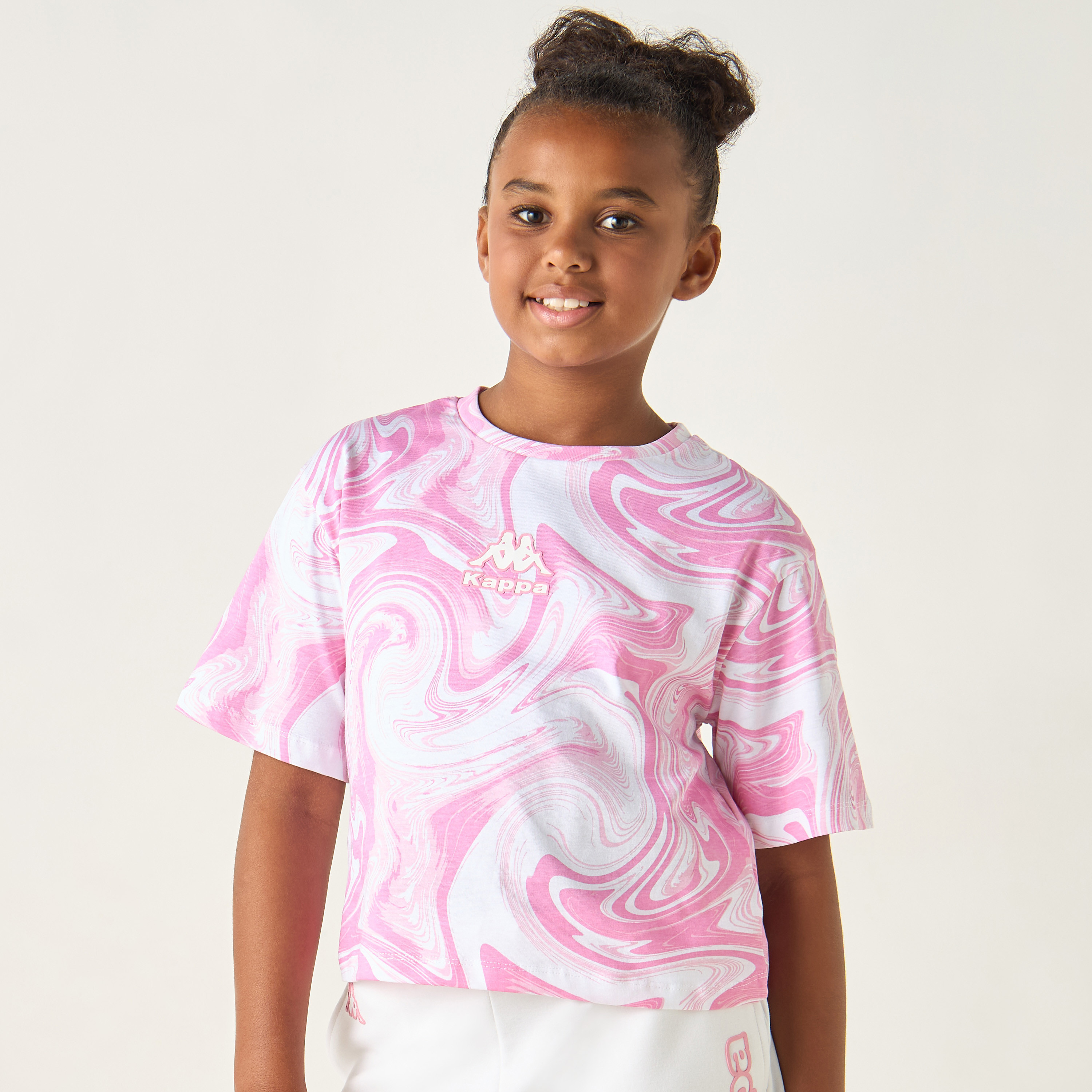 Buy Kappa All Over Print Crew Neck T shirt with Short Sleeves Online Babyshop KSA