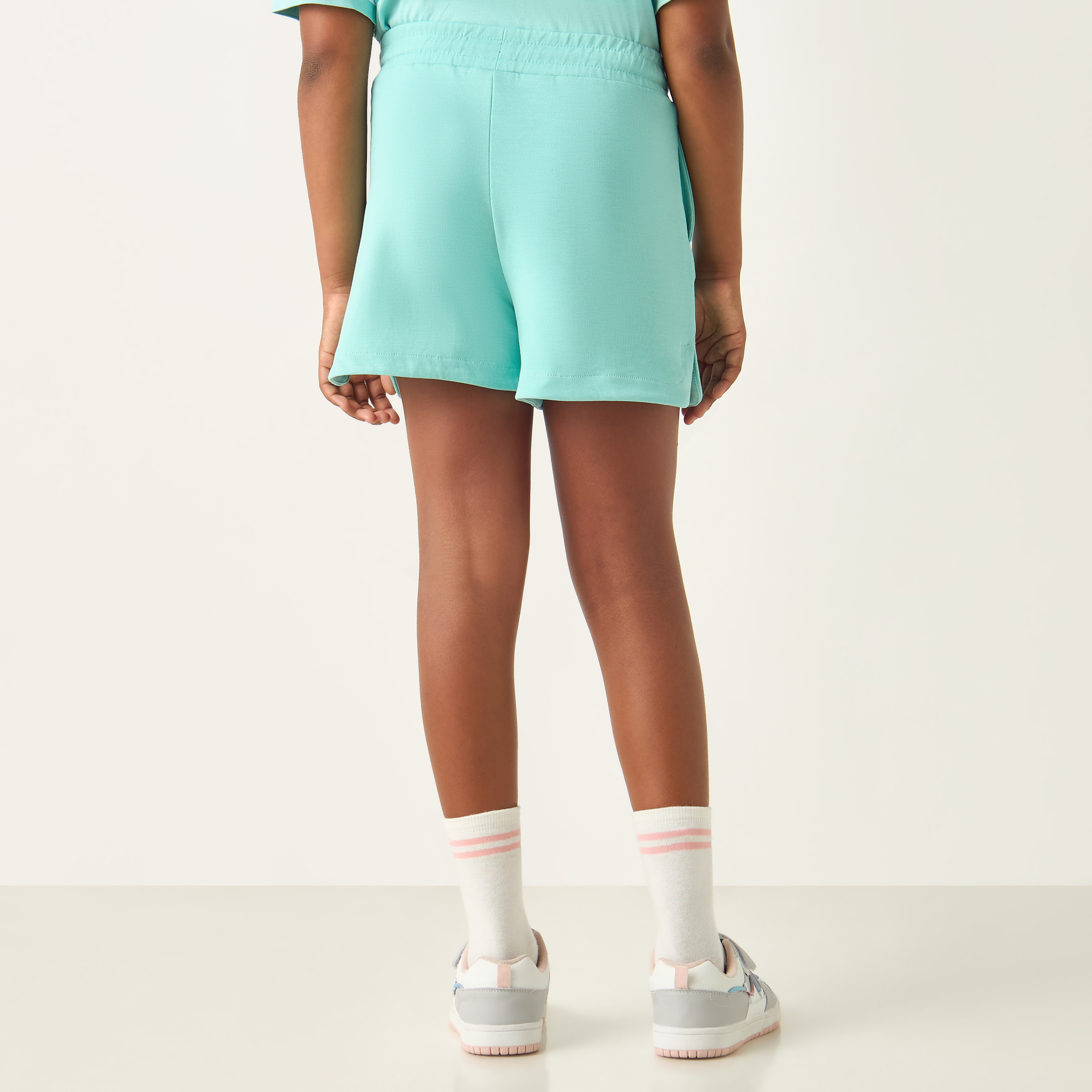 Kappa Solid Shorts with Drawstring Closure and Pockets-sports-girls-clothing-bottoms-shorts-image-3