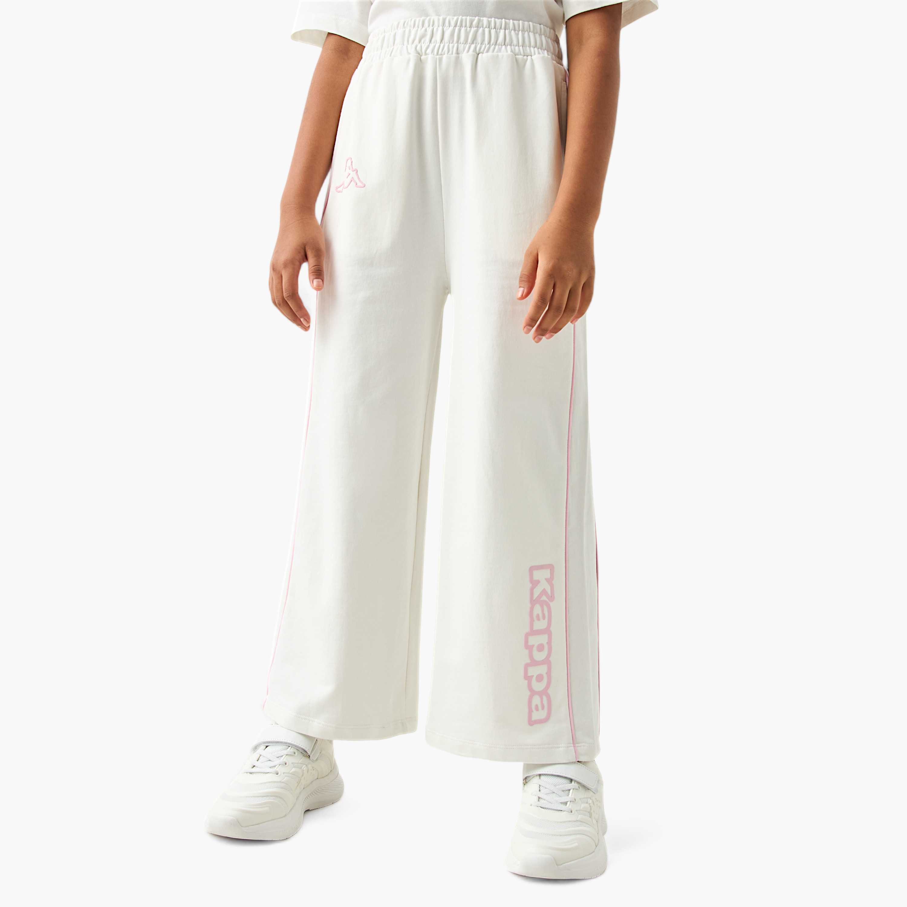Kappa Logo Print Track Pants with Flexi Waist and Pockets-sports-girls-clothing-bottoms-image-1