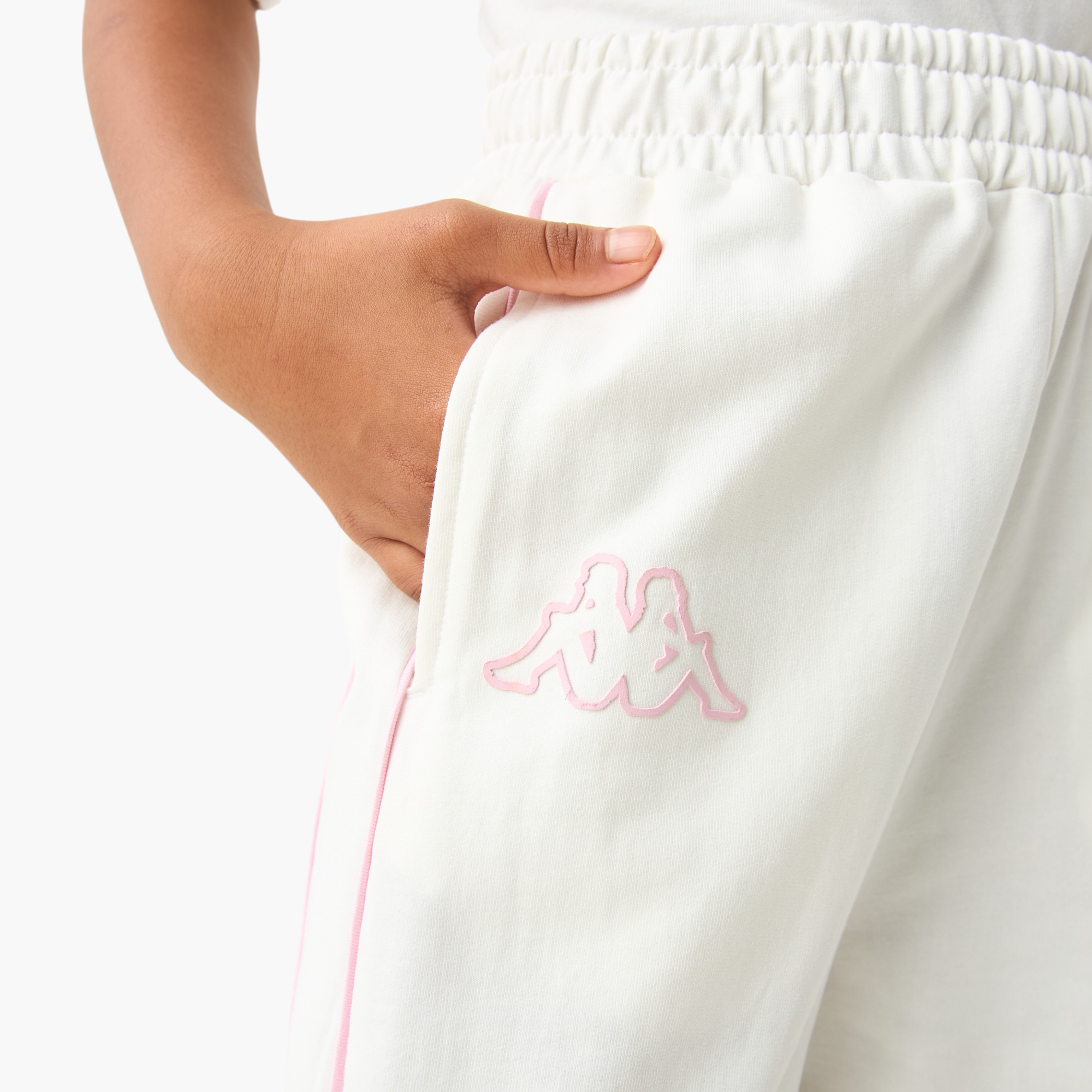 Kappa Logo Print Track Pants with Flexi Waist and Pockets-sports-girls-clothing-bottoms-image-4