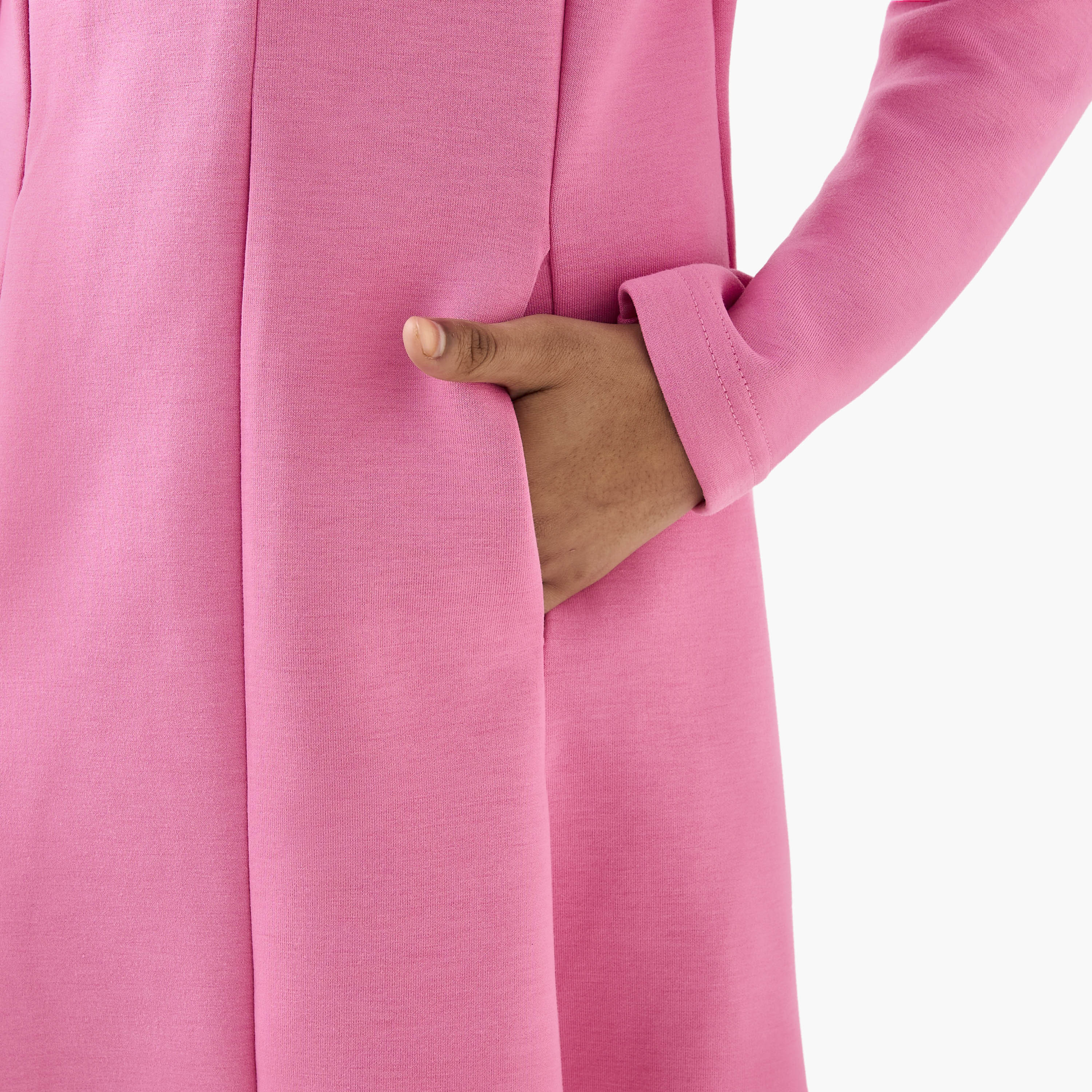 فستان إيه لاين سادة بياقة عادية وأكمام طويلة وجيوب من كابا-girls-clothing-dressesandjumpsuits-image-5