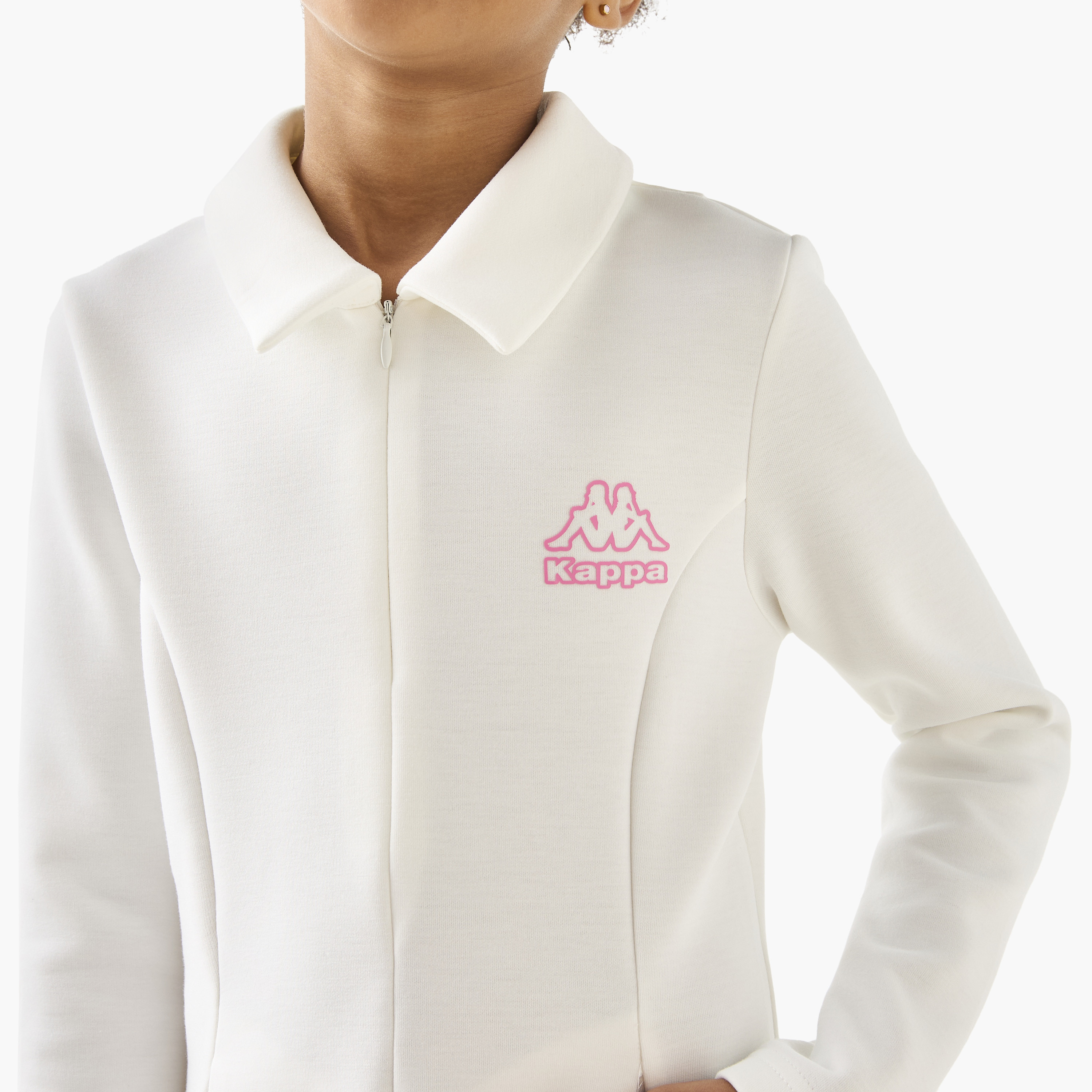 Kappa Solid A-line Collared Dress with Long Sleeves and Pockets-girls-clothing-dressesandjumpsuits-image-4