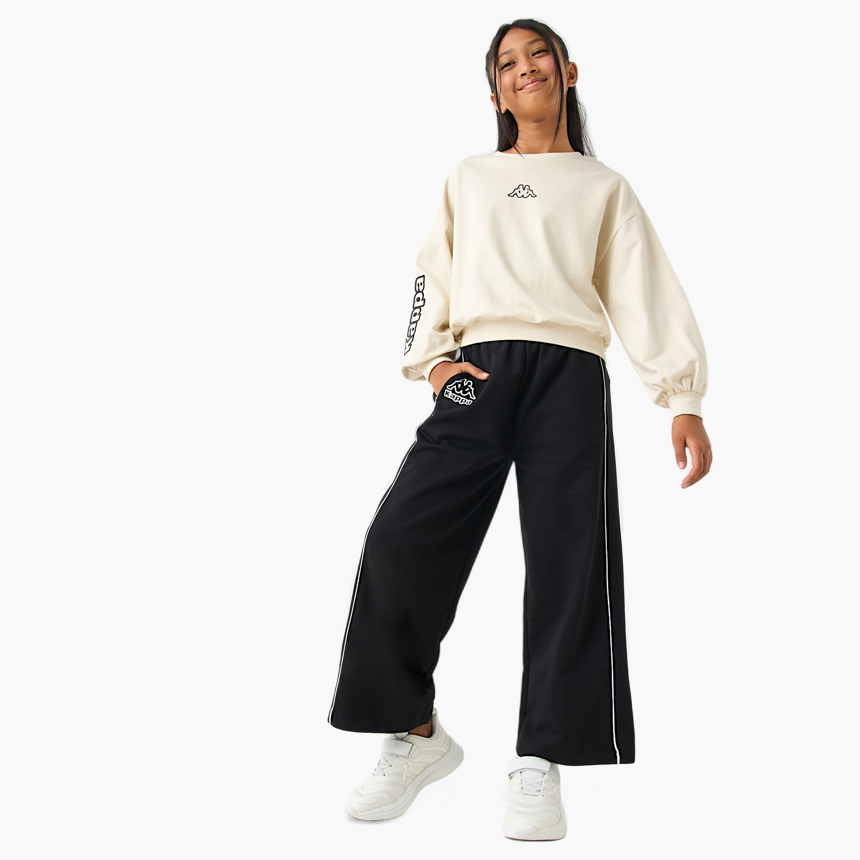 Kappa Logo Print Pullover with Crew Neck and Long Sleeves-sports-girls-clothing-tops-image-2