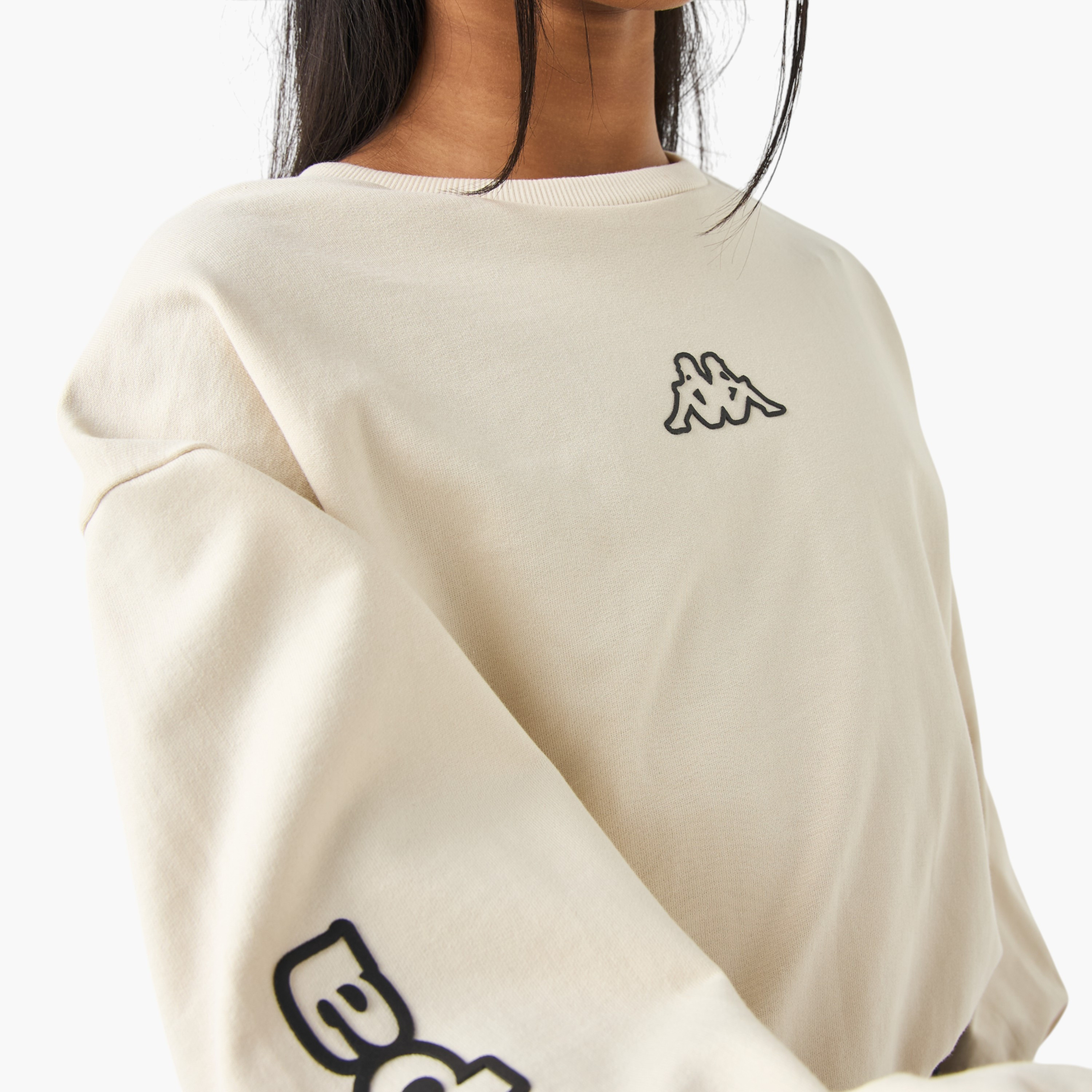 Kappa Logo Print Pullover with Crew Neck and Long Sleeves-sports-girls-clothing-tops-image-4
