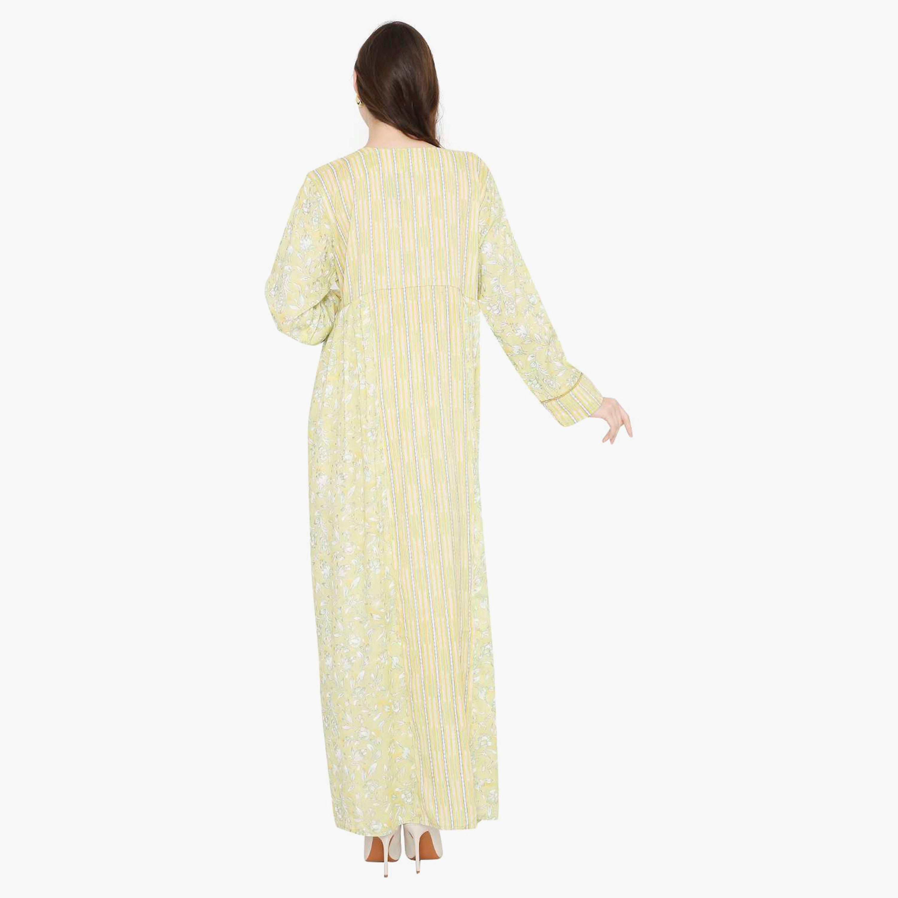 جلابية نسائية بفتحة رقبة دائرية مزينة باللؤلؤ من هانا آند سارة-women-arabicclothing-jalabiyas-image-10