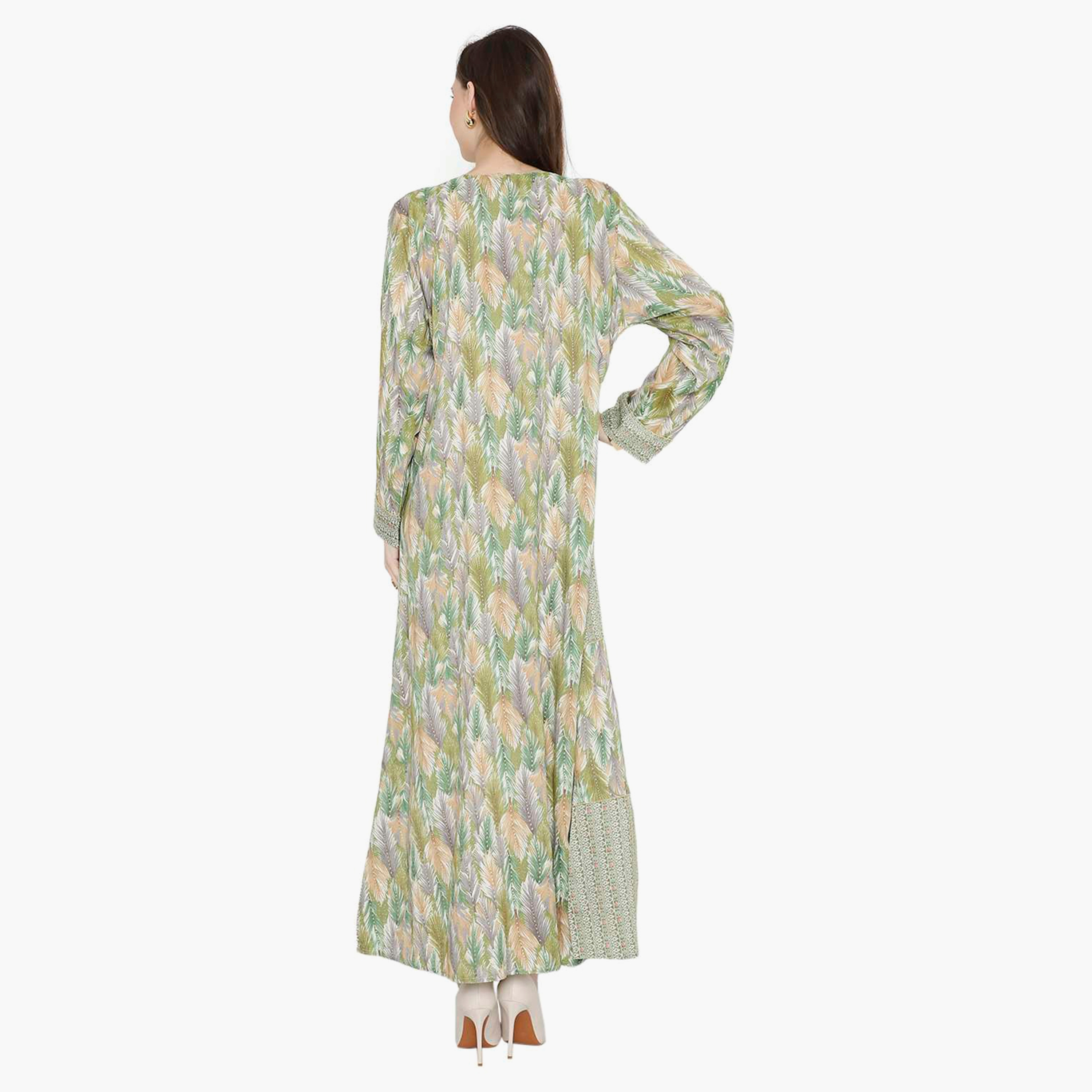 جلابية نسائية بفتحة رقبة دائرية وأزرار من هانا آند سارة-women-arabicclothing-jalabiyas-image-6