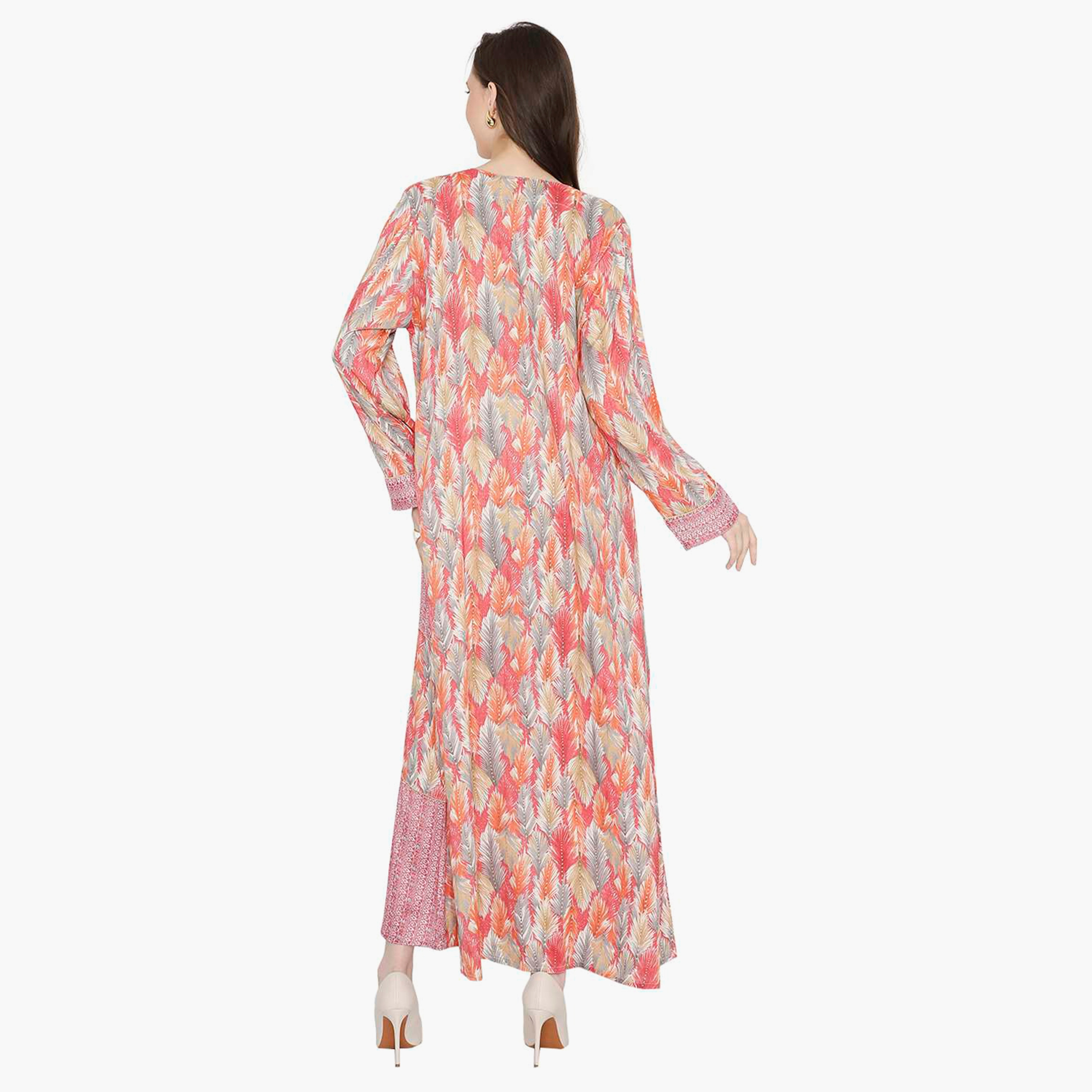 جلابية نسائية بفتحة رقبة دائرية وأزرار من هانا آند سارة-women-arabicclothing-jalabiyas-image-1