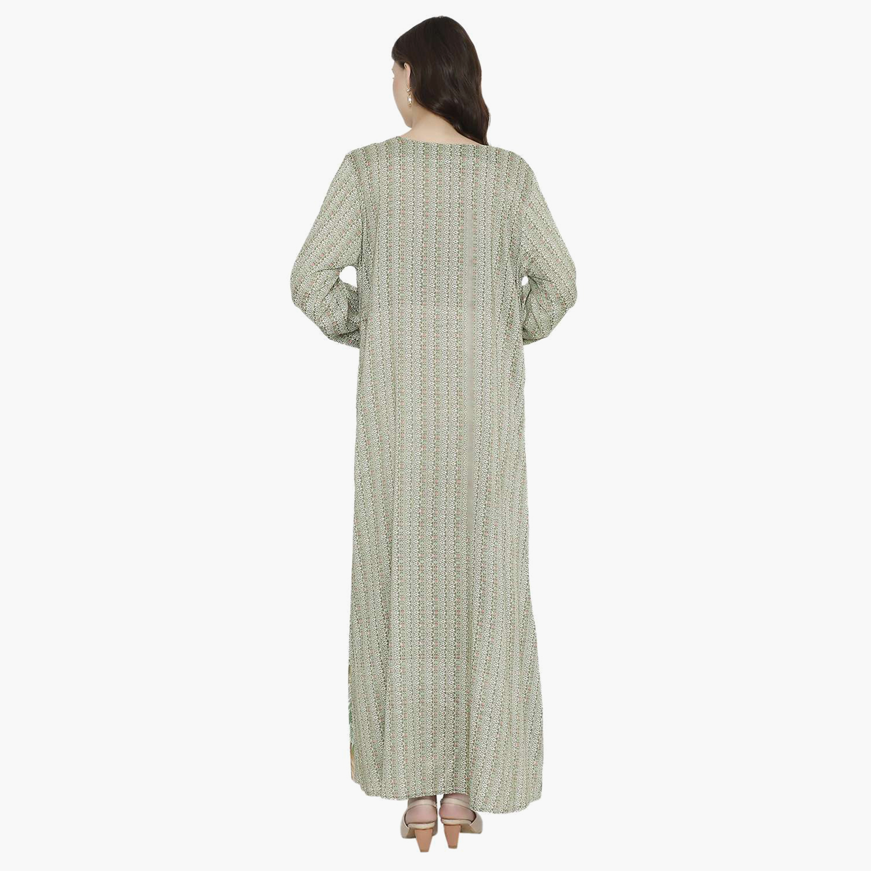جلابية نسائية بفتحة رقبة دائرية وأزرار من هانا آند سارة-women-arabicclothing-jalabiyas-image-5