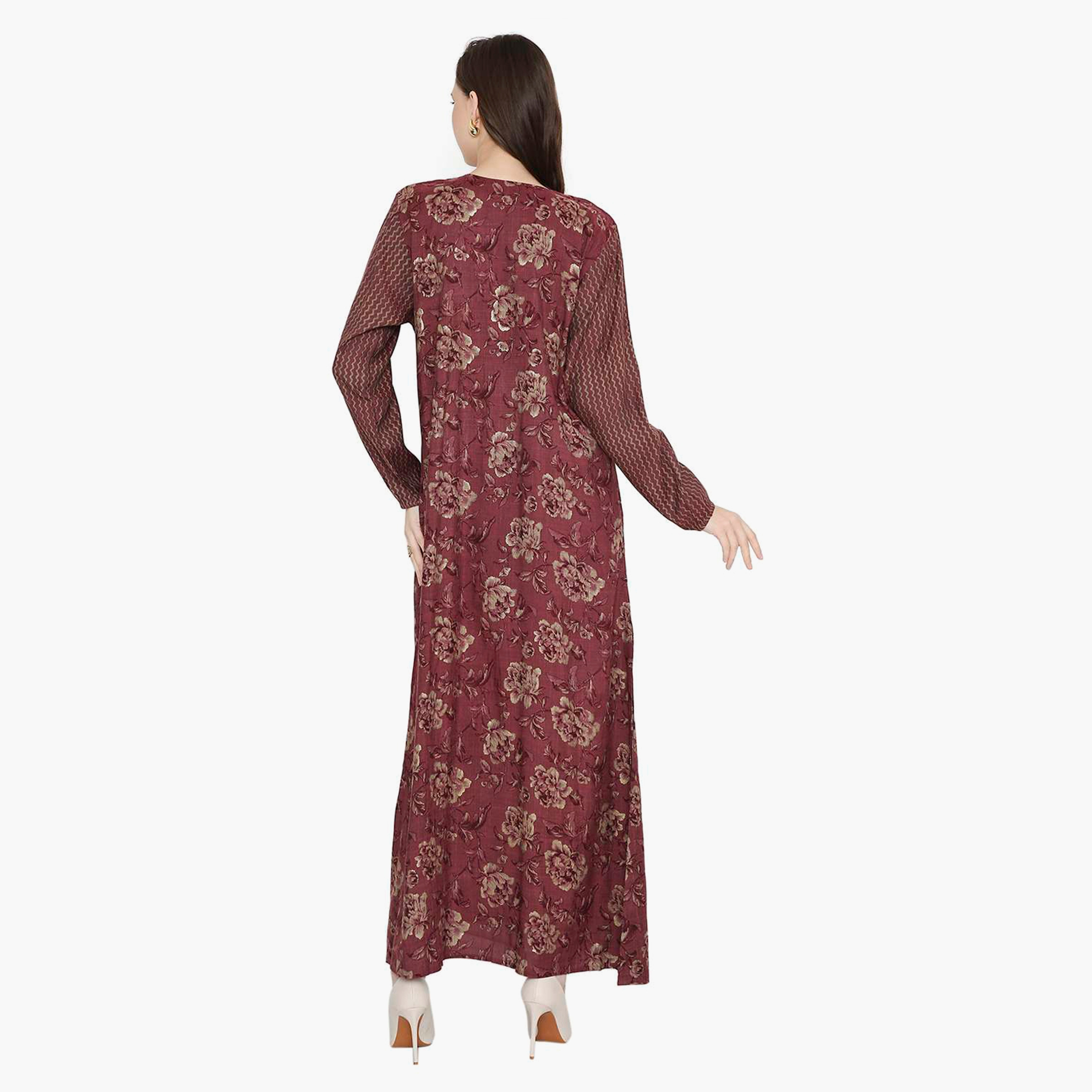 جلابية نسائية مزينة بأحجار الراين وفتحة رقبة مفتوحة من هانا آند سارة-women-arabicclothing-jalabiyas-image-10