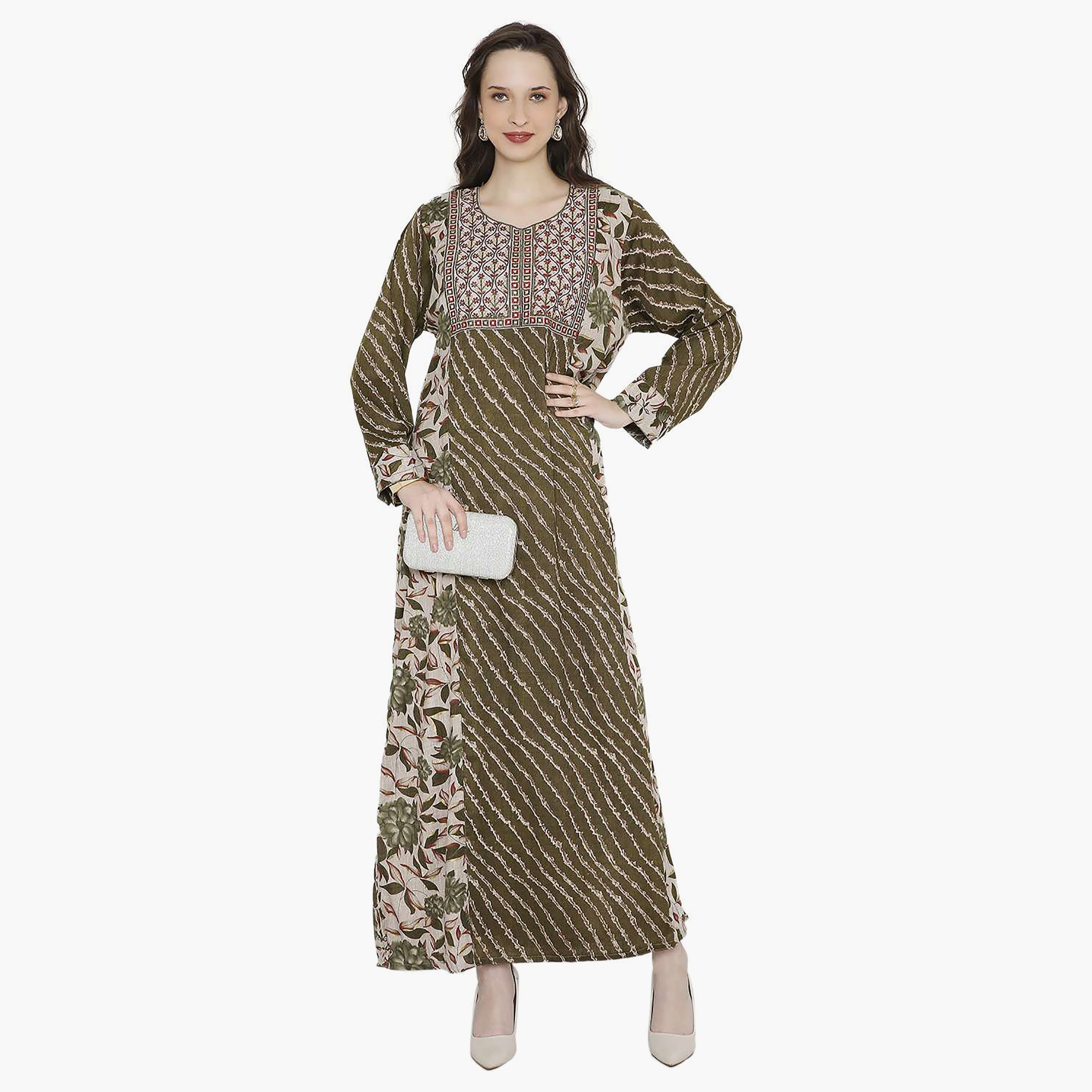 جلابية نسائية مطرزة بعقدة عنق من هانا آند سارة-women-arabicclothing-jalabiyas-image-1