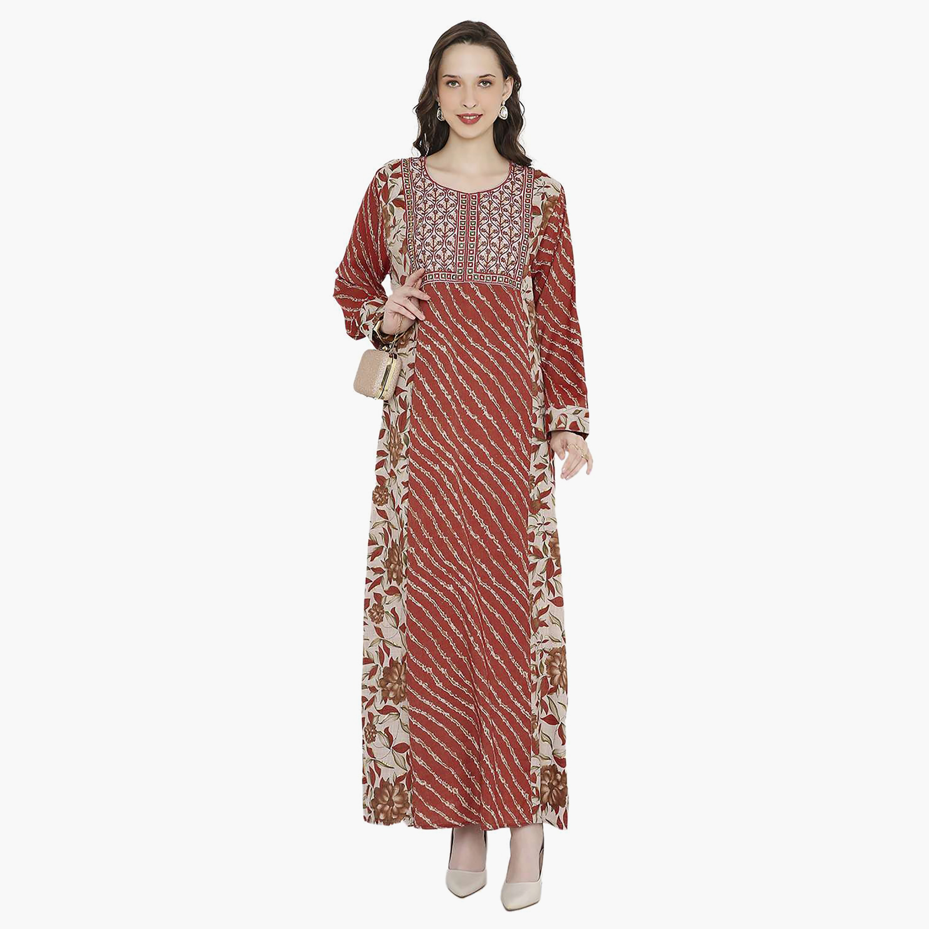 جلابية نسائية مطرزة بعقدة عنق من هانا آند سارة-women-arabicclothing-jalabiyas-image-6
