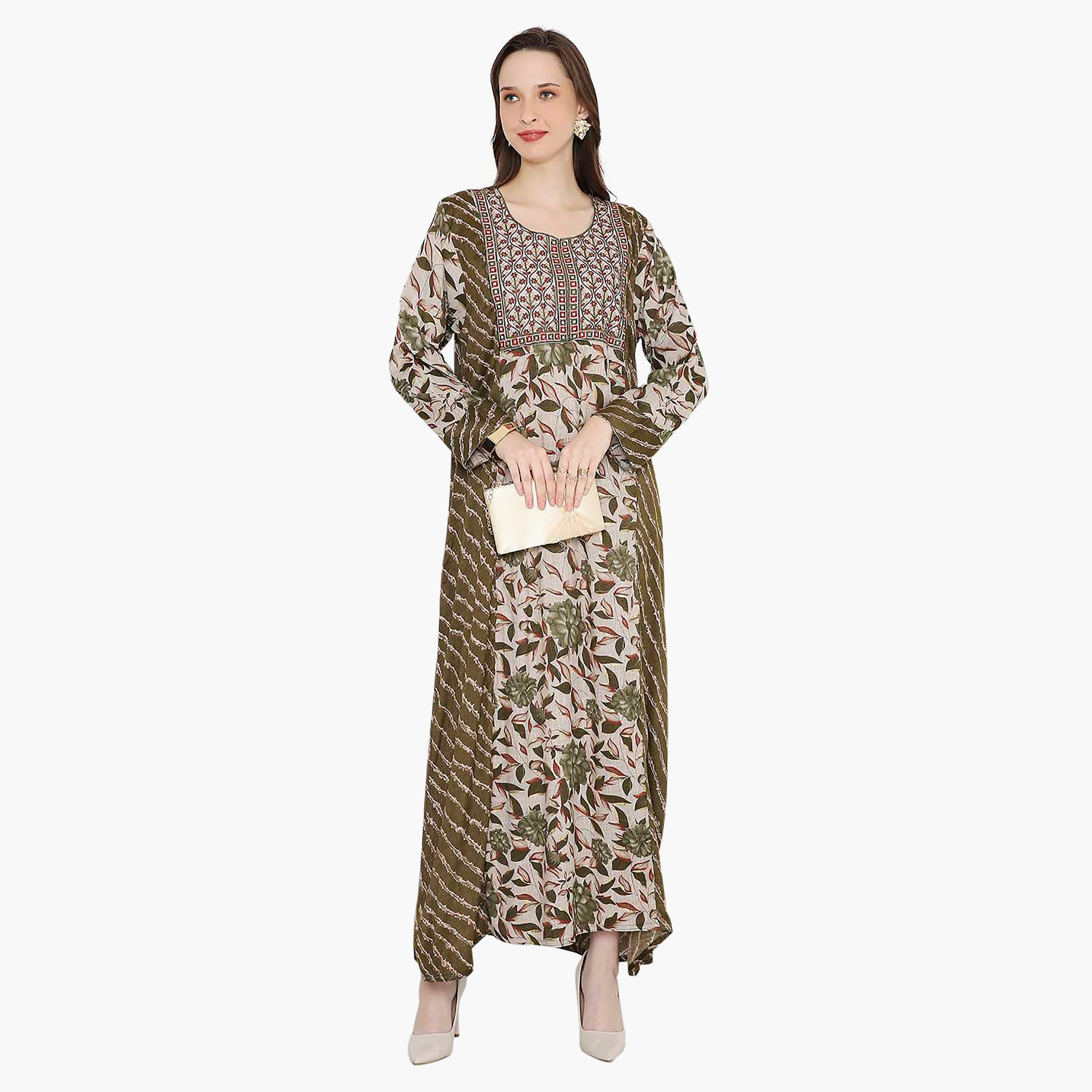 جلابية نسائية مطرزة بعقدة عنق من هانا آند سارة-women-arabicclothing-jalabiyas-image-1