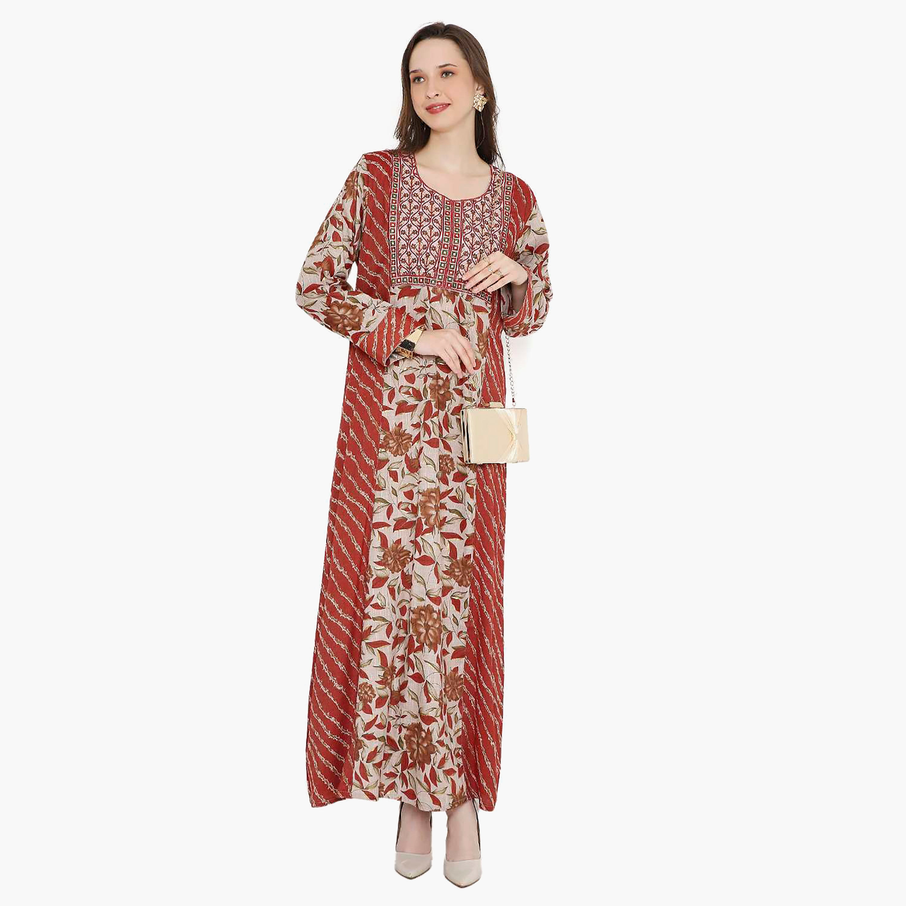 جلابية نسائية مطرزة بعقدة عنق من هانا آند سارة-women-arabicclothing-jalabiyas-image-6