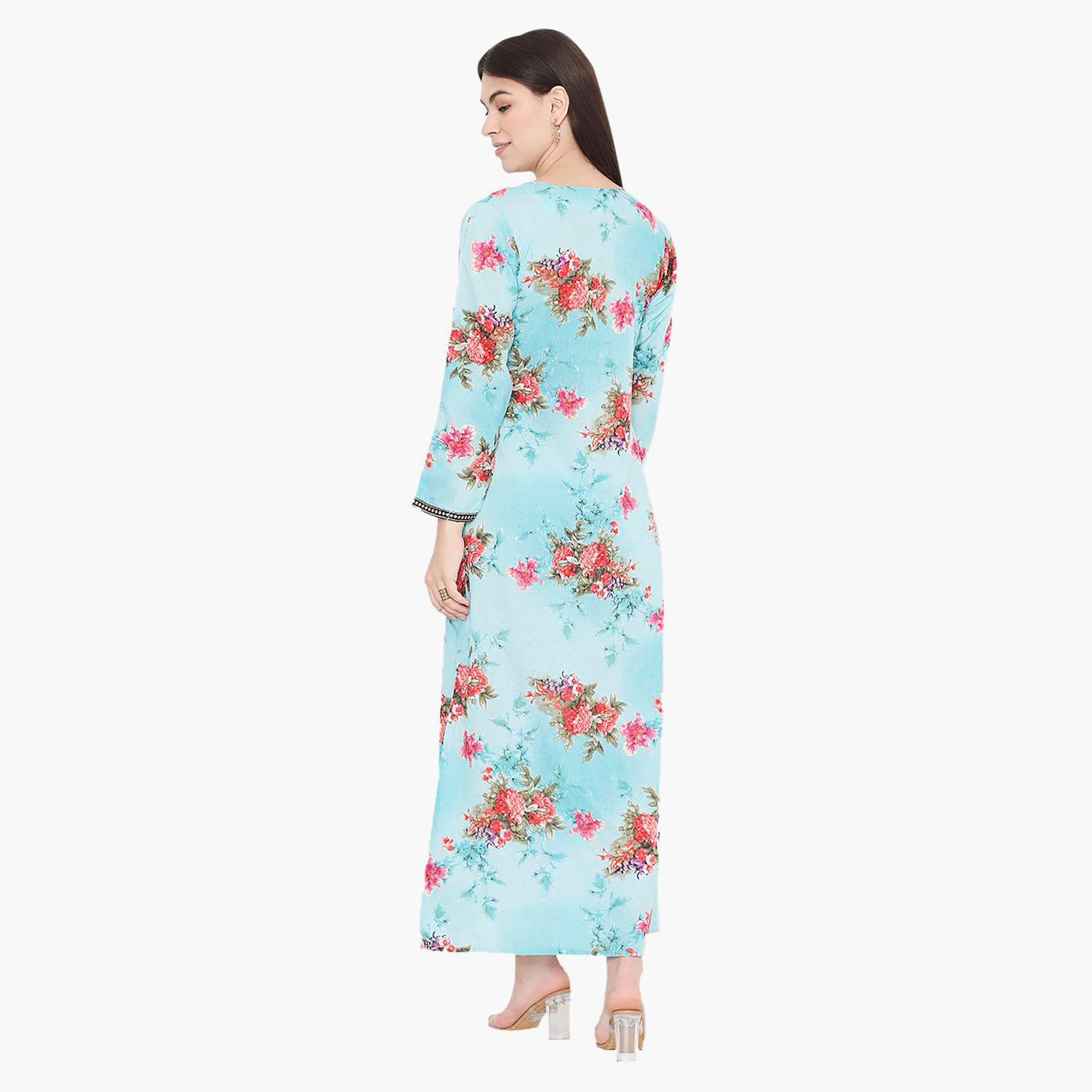 جلابية نسائية مطرزة بالزهور وعقدة عنق من هانا آند سارة-women-arabicclothing-jalabiyas-image-5