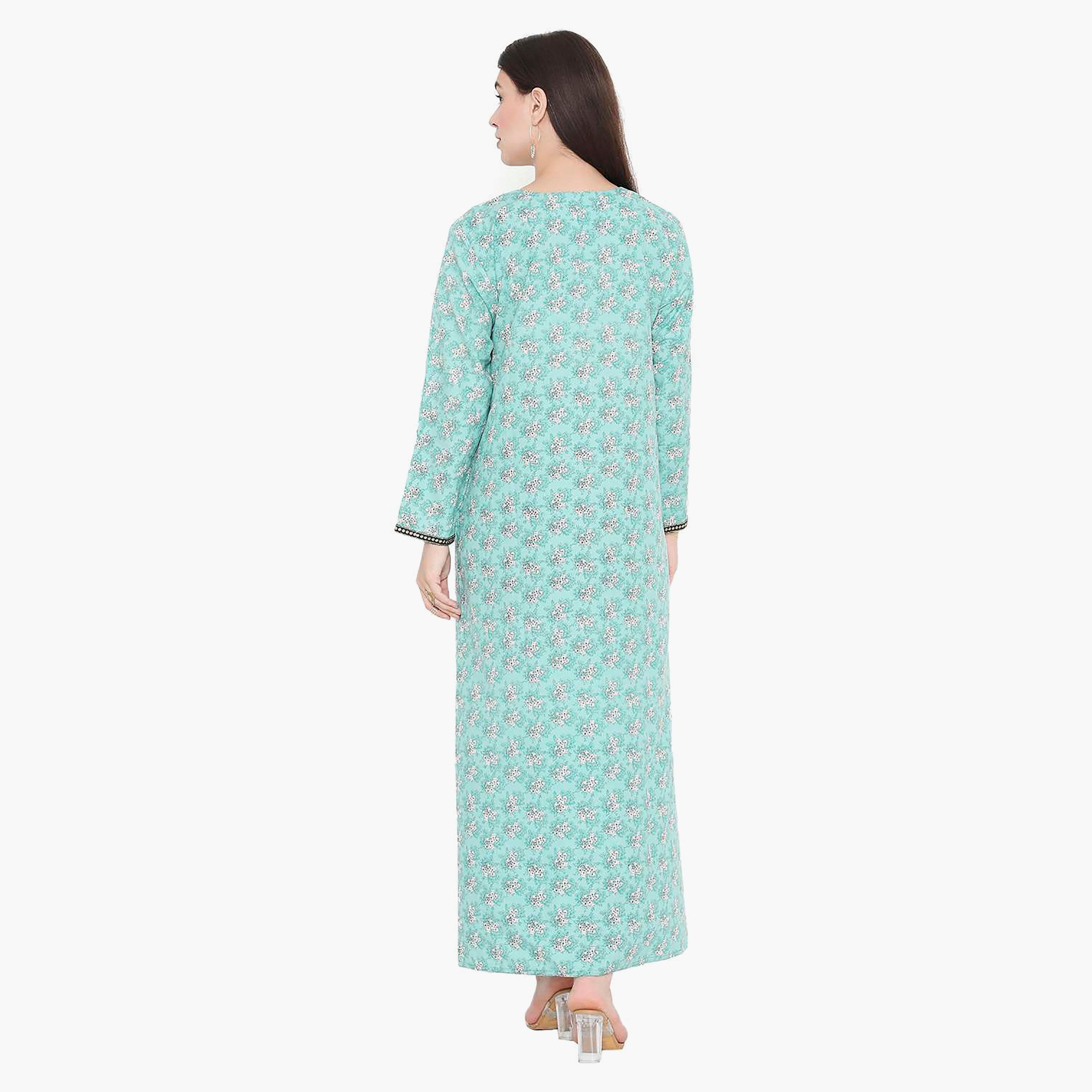 جلابية نسائية مطرزة بالزهور وعقدة عنق من هانا آند سارة-women-arabicclothing-jalabiyas-image-5