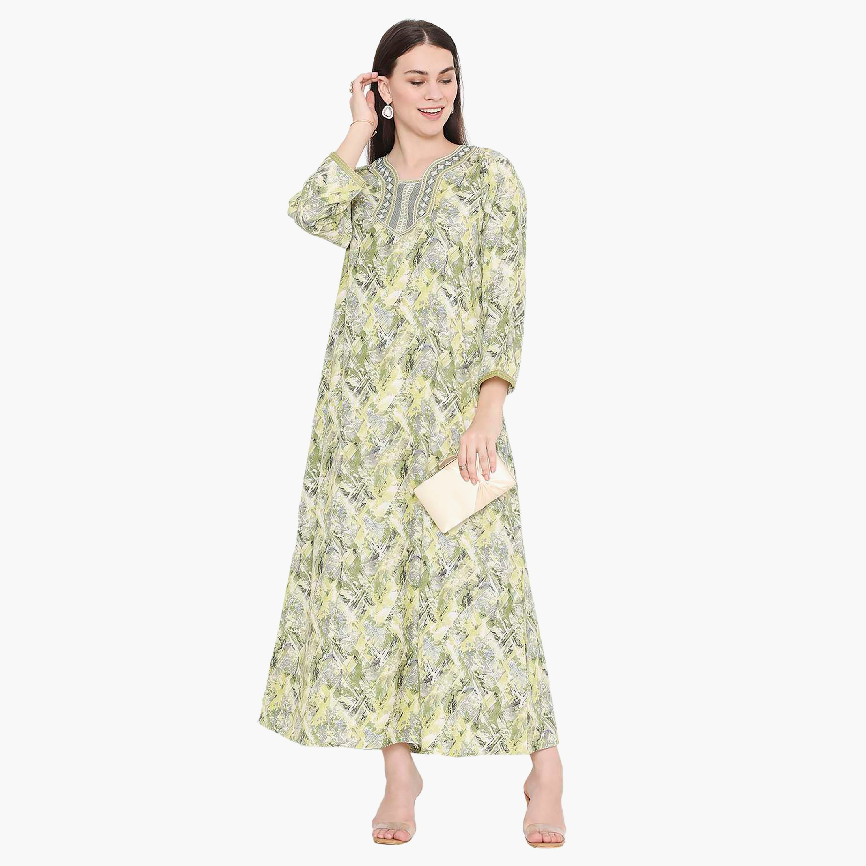 جلابية نسائية مطرزة بعقدة عنق من هانا آند سارة-women-arabicclothing-jalabiyas-image-1