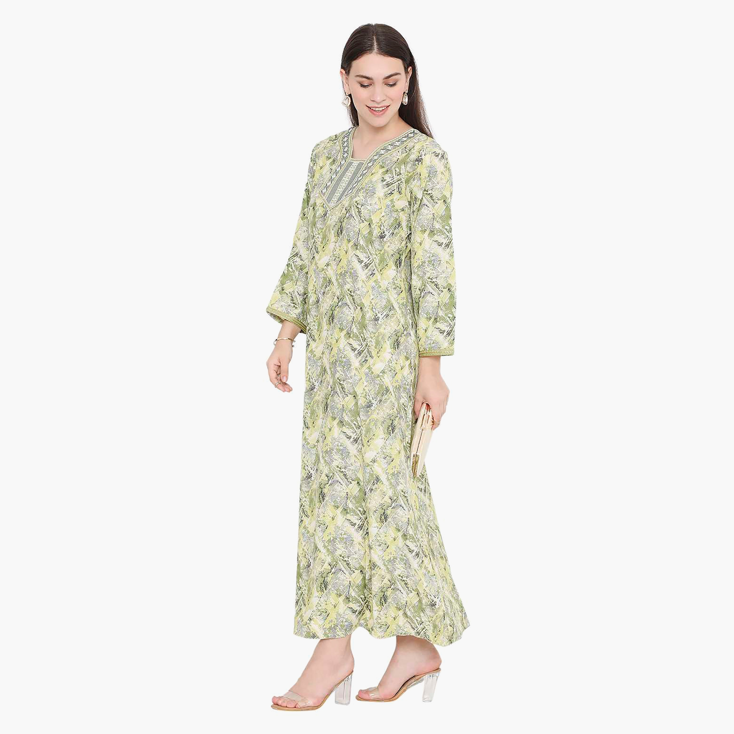 جلابية نسائية مطرزة بعقدة عنق من هانا آند سارة-women-arabicclothing-jalabiyas-image-3