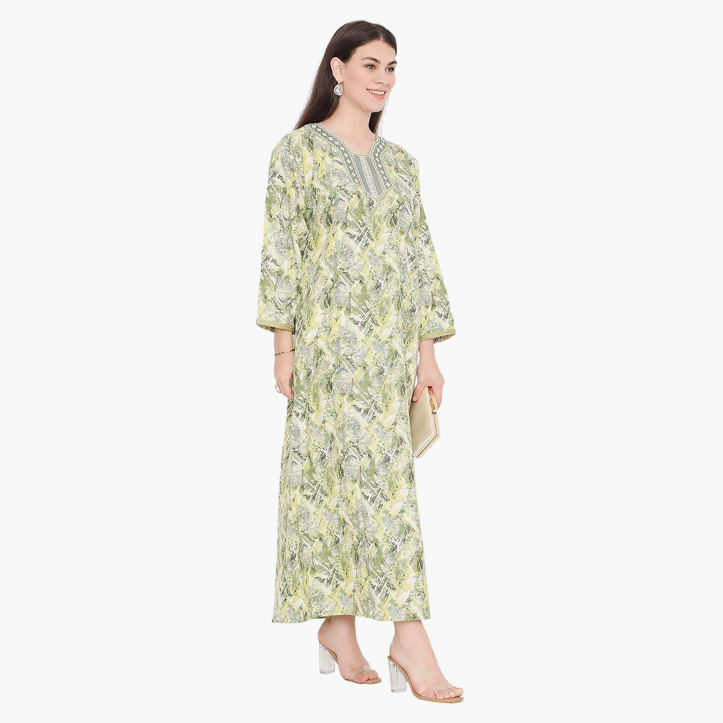 جلابية نسائية مطرزة بعقدة عنق من هانا آند سارة-women-arabicclothing-jalabiyas-image-4
