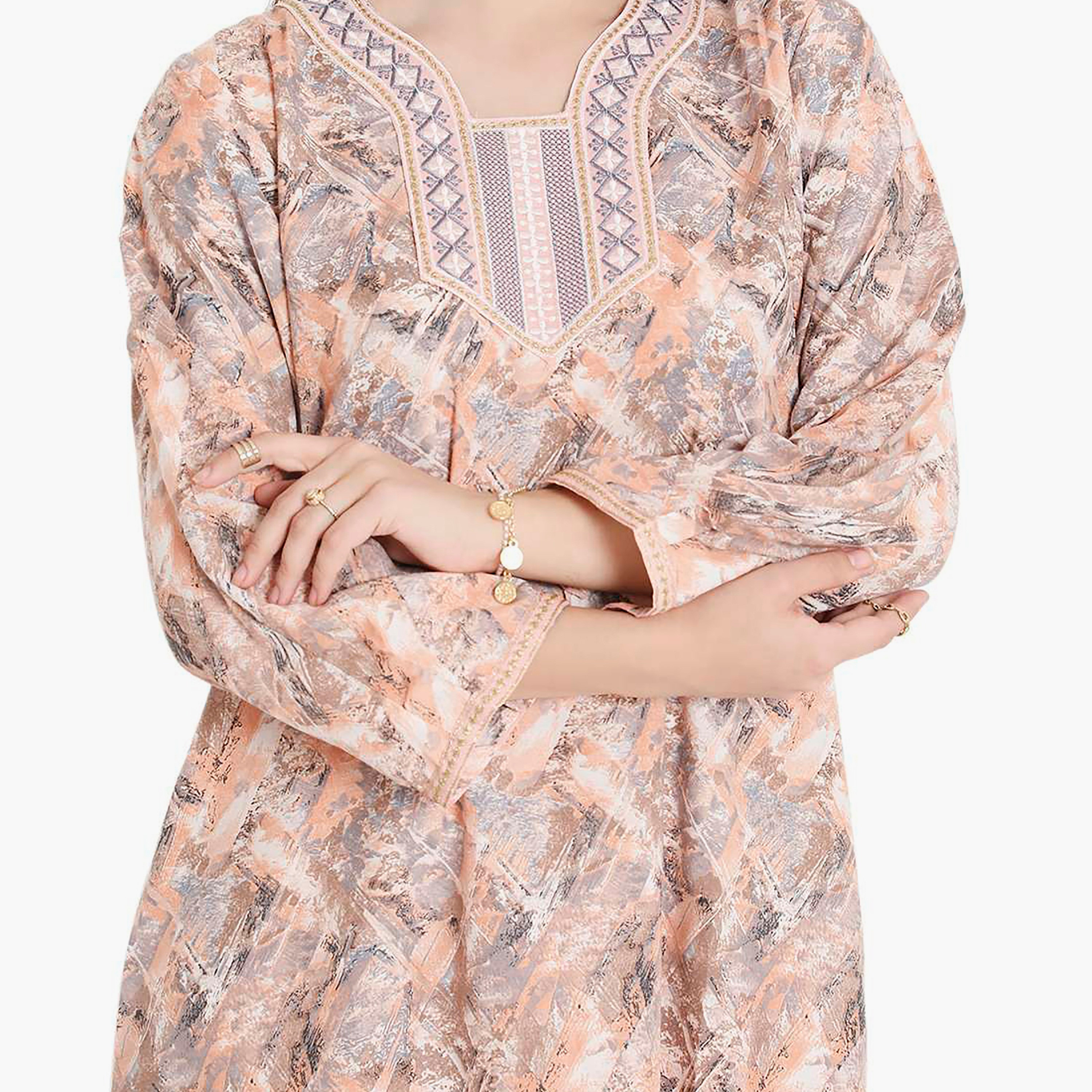 جلابية نسائية مطرزة بعقدة عنق من هانا آند سارة-women-arabicclothing-jalabiyas-image-7