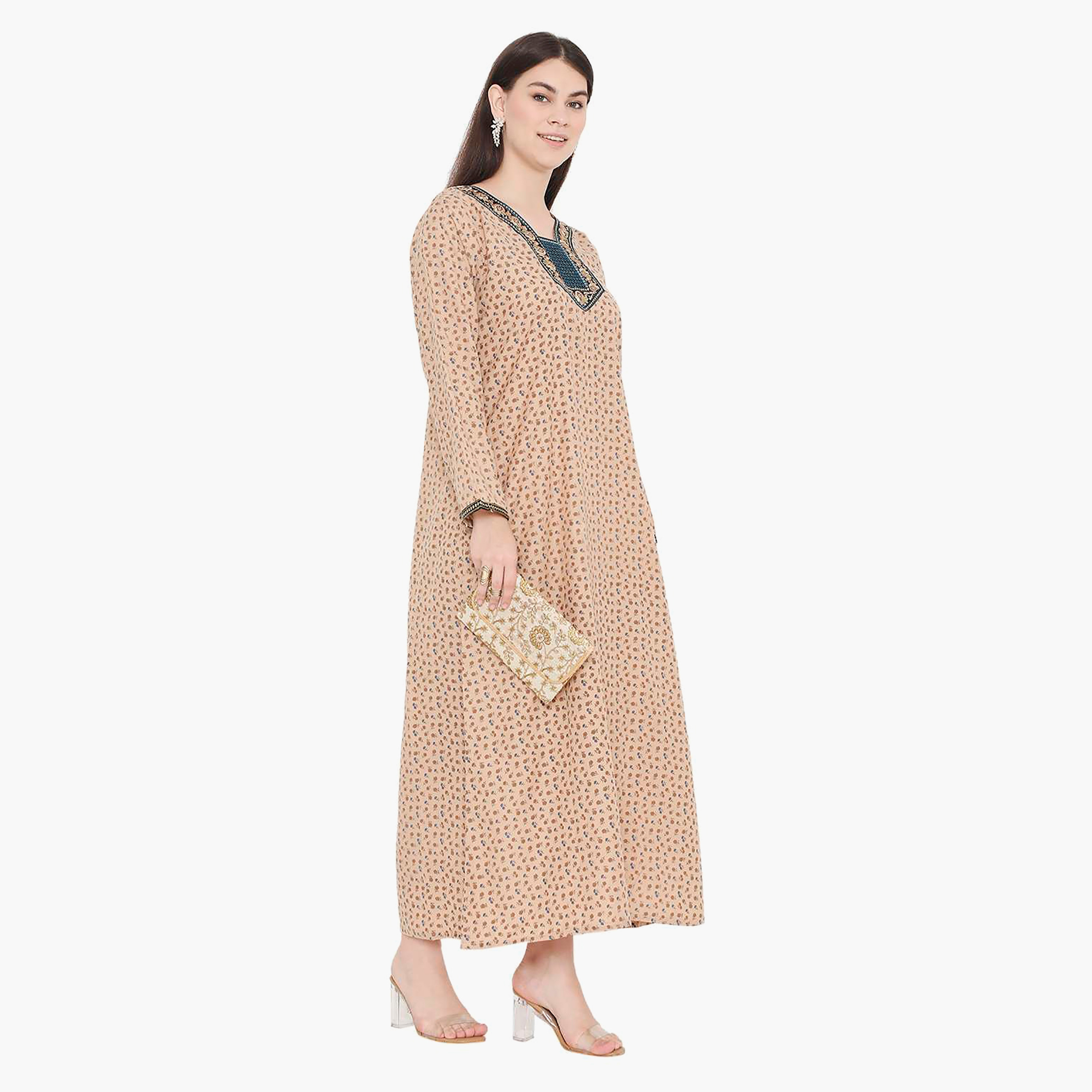 جلابية نسائية مطرزة بالزهور وعقدة عنق من هانا آند سارة-women-arabicclothing-jalabiyas-image-4
