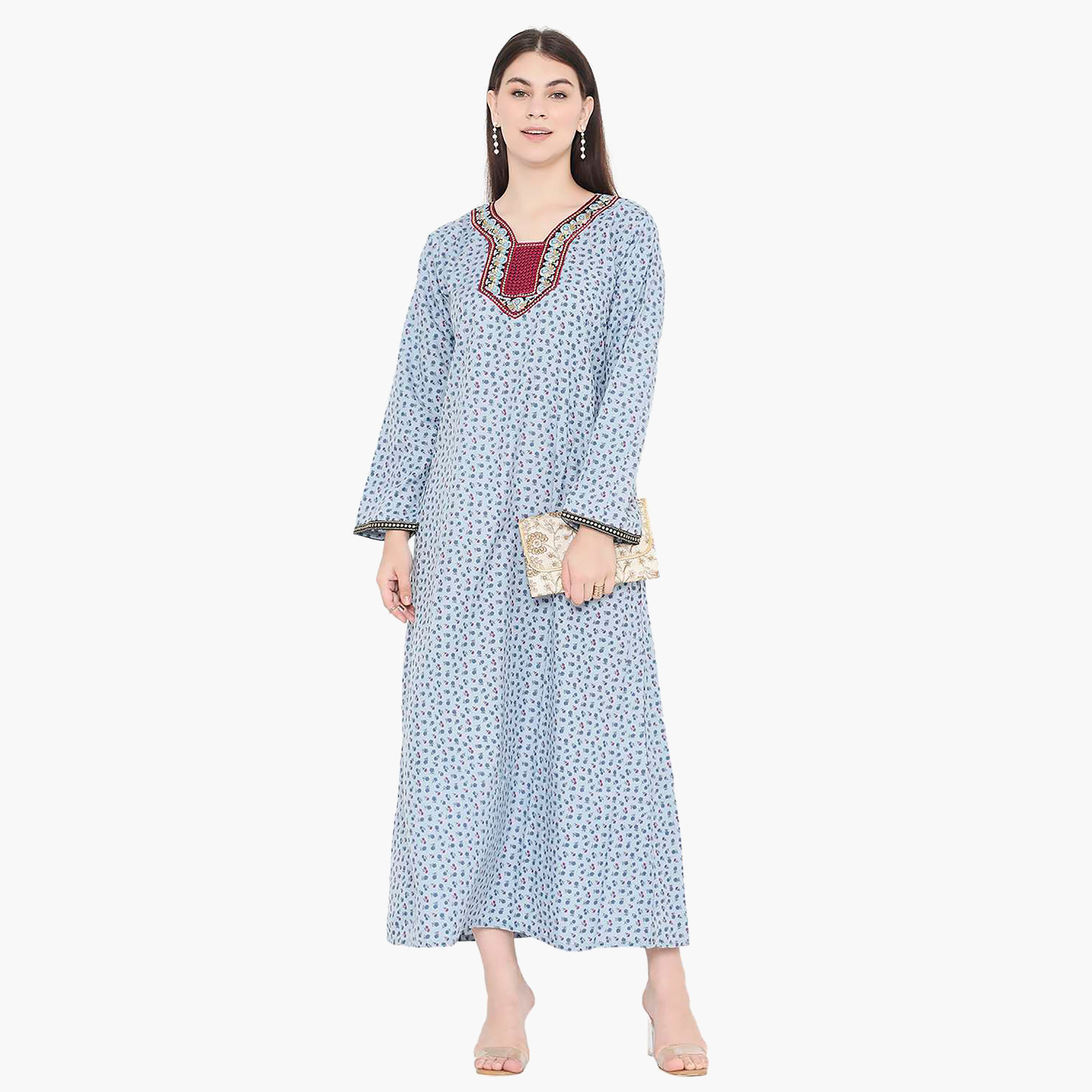 جلابية نسائية مطرزة بالزهور وعقدة عنق من هانا آند سارة-women-arabicclothing-jalabiyas-image-6