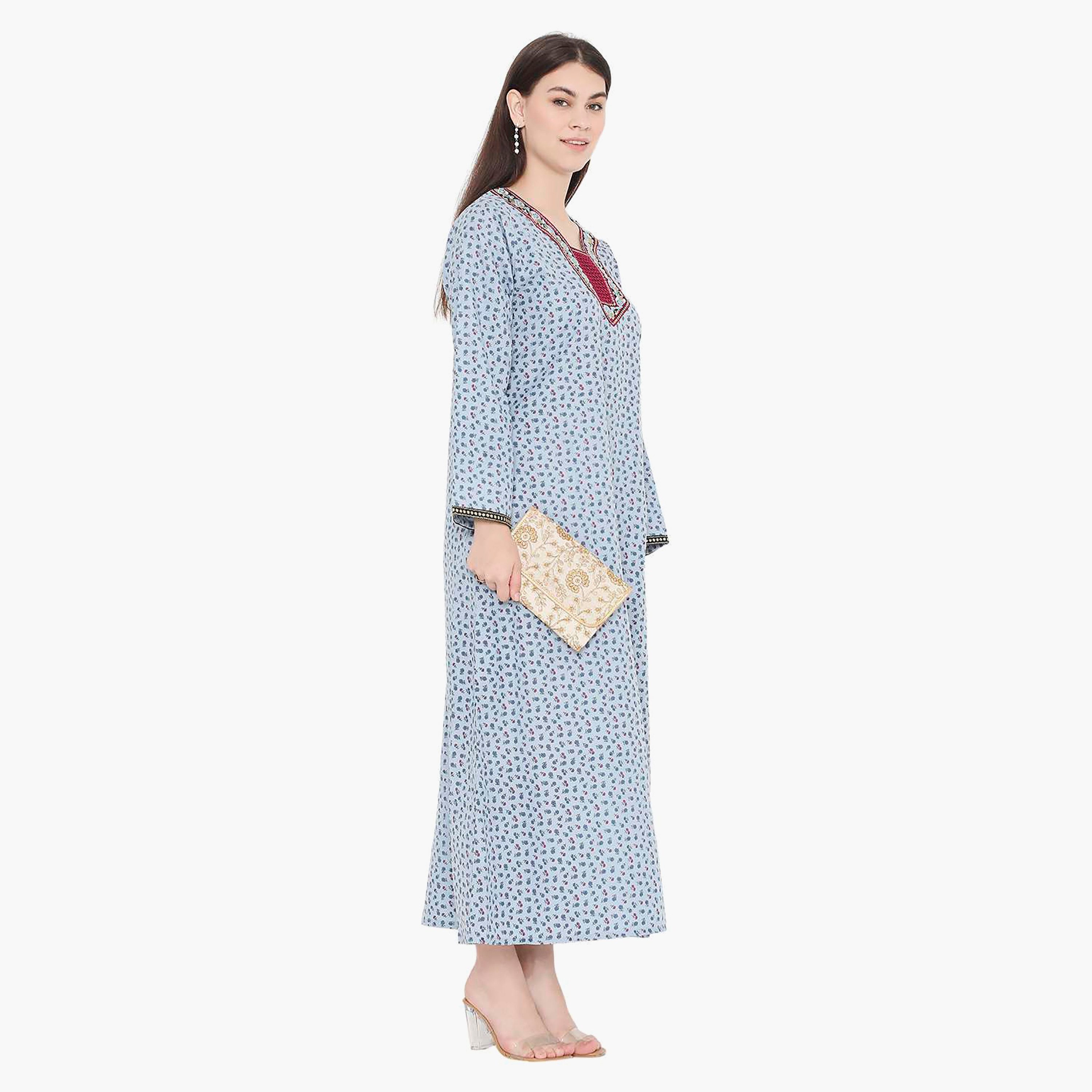 جلابية نسائية مطرزة بالزهور وعقدة عنق من هانا آند سارة-women-arabicclothing-jalabiyas-image-9