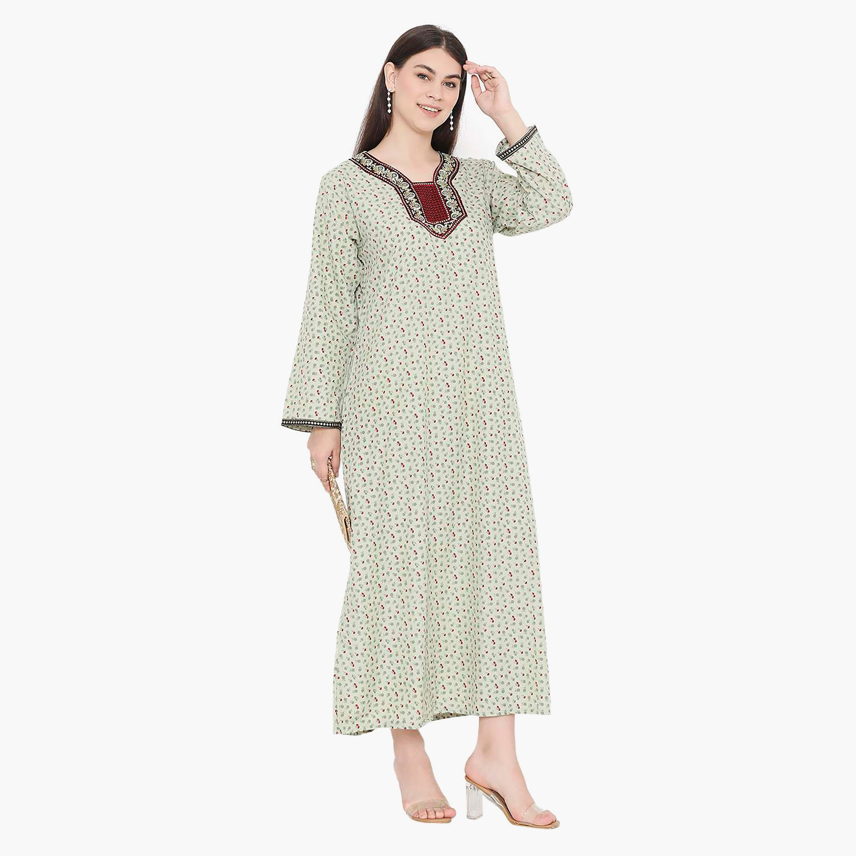 جلابية نسائية مطرزة بالزهور وعقدة عنق من هانا آند سارة-women-arabicclothing-jalabiyas-image-14