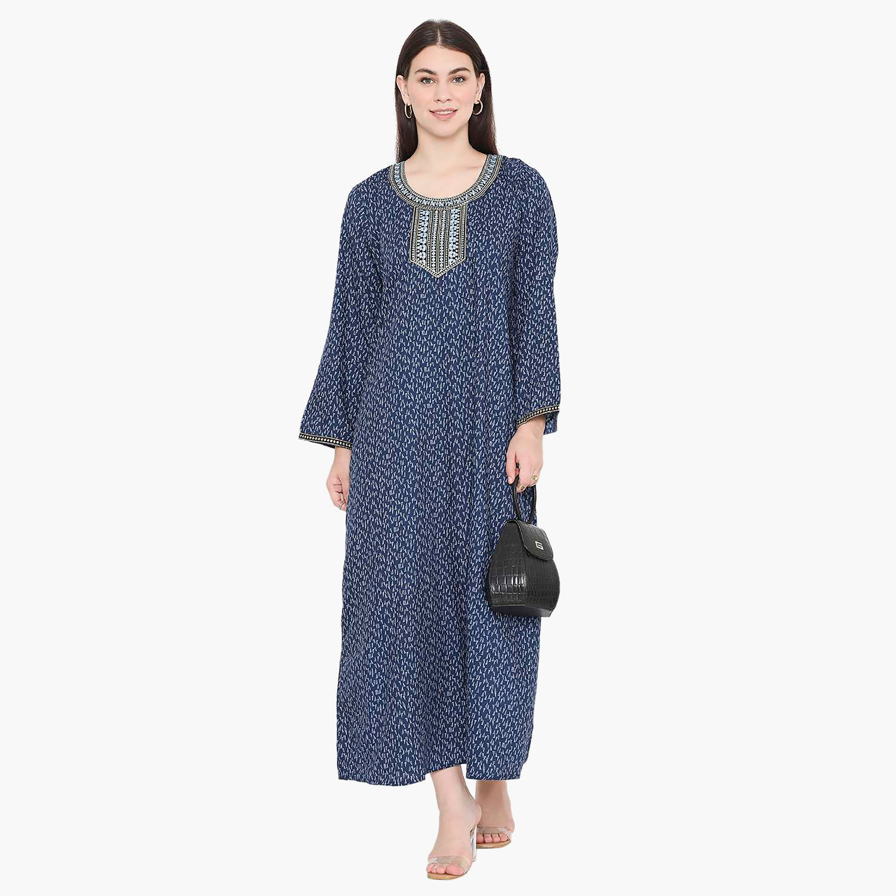 جلابية نسائية مطرزة بعقدة عنق من هانا آند سارة-women-arabicclothing-jalabiyas-image-1