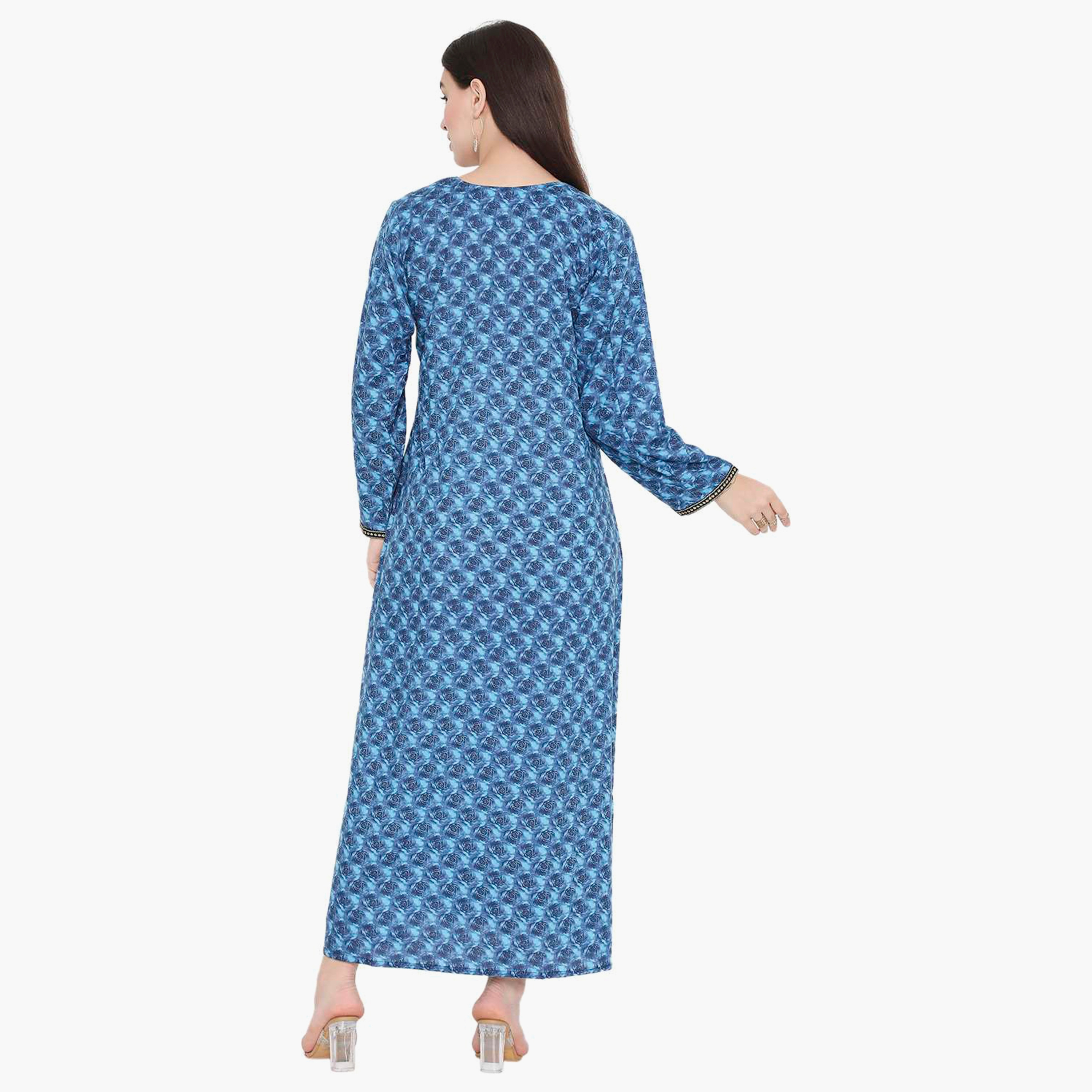 جلابية نسائية مطرزة بالزهور وعقدة عنق من هانا آند سارة-women-arabicclothing-jalabiyas-image-5