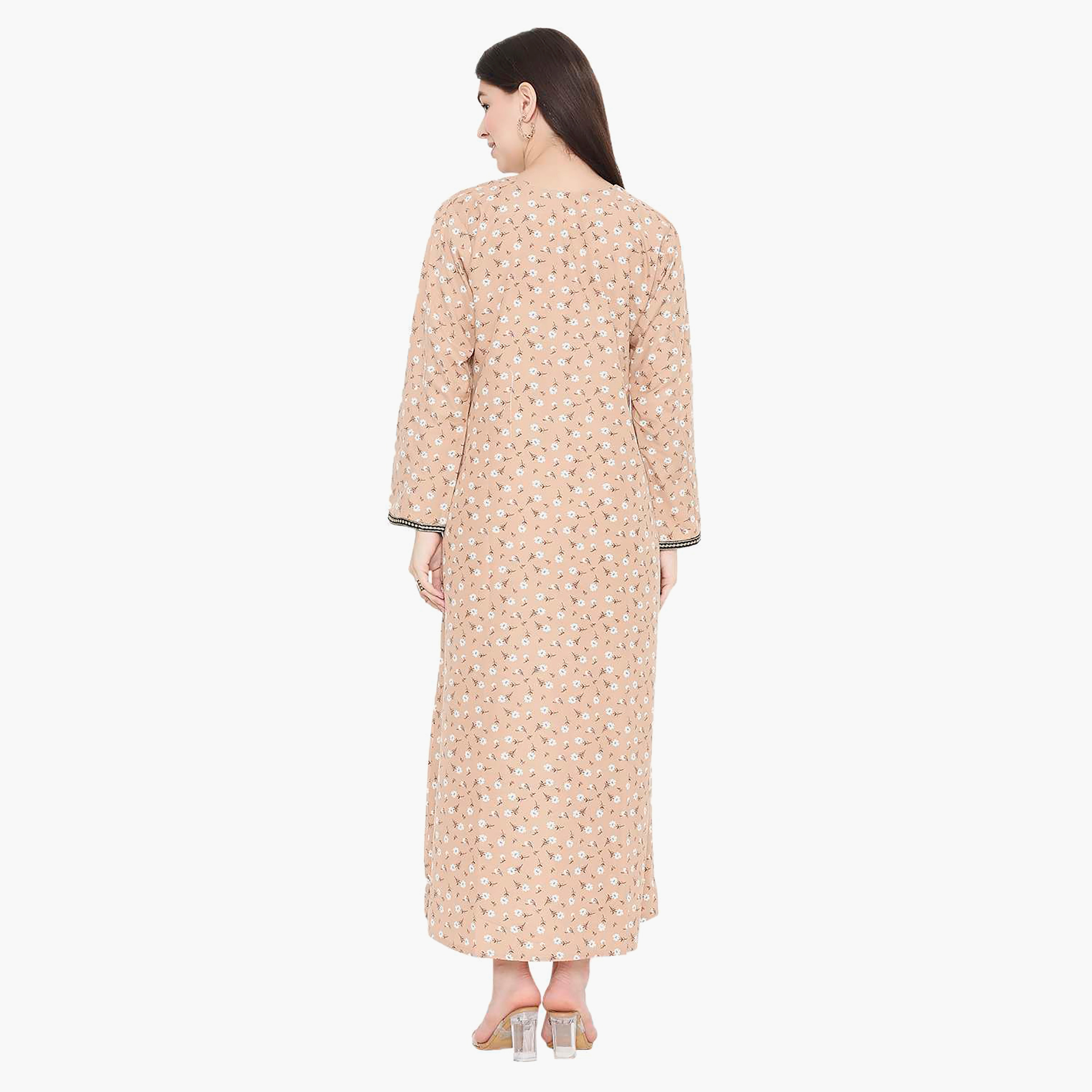جلابية نسائية مطرزة بالزهور وعقدة عنق من هانا آند سارة-women-arabicclothing-jalabiyas-image-5