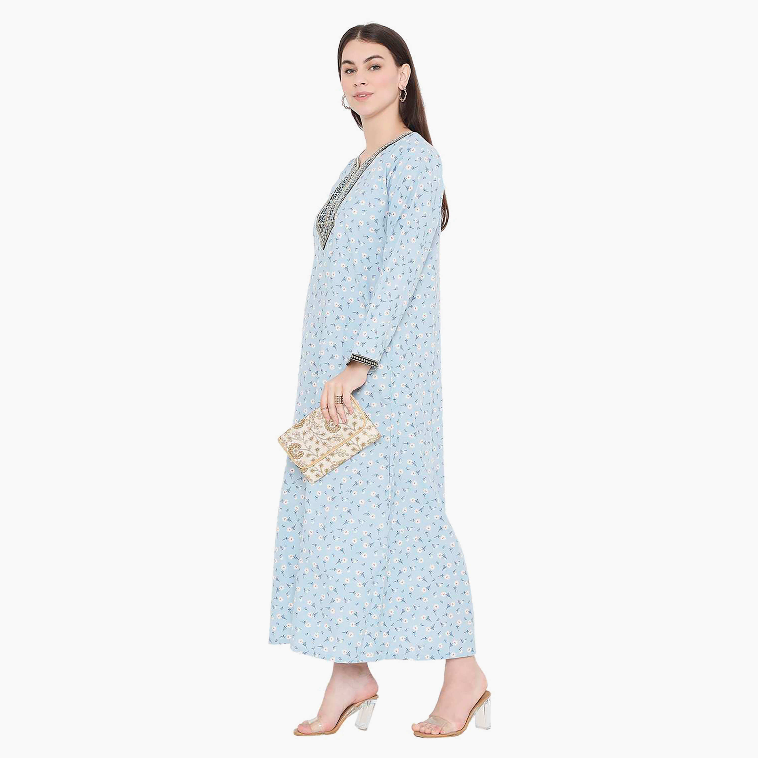 جلابية نسائية مطرزة بالزهور وعقدة عنق من هانا آند سارة-women-arabicclothing-jalabiyas-image-8