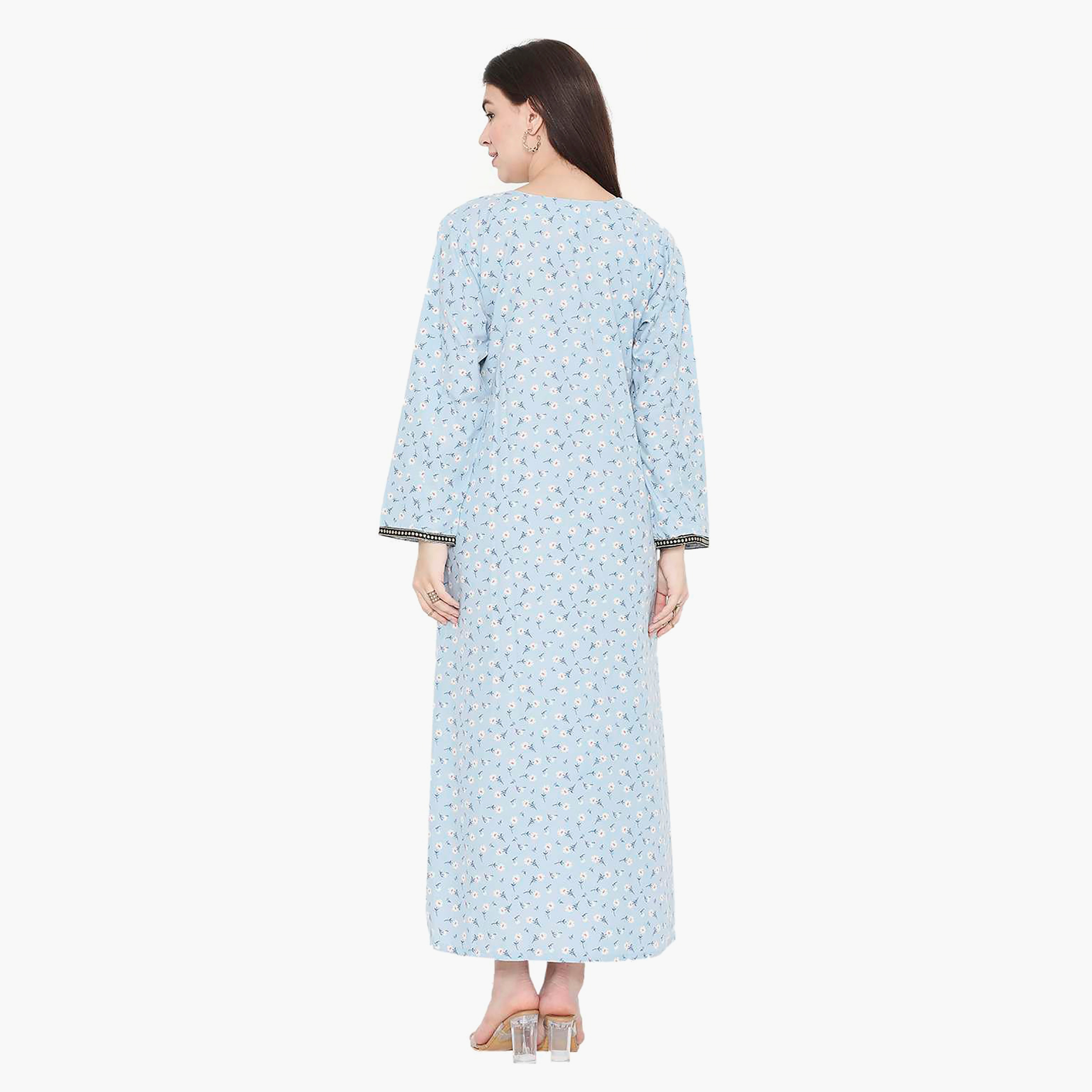 جلابية نسائية مطرزة بالزهور وعقدة عنق من هانا آند سارة-women-arabicclothing-jalabiyas-image-10