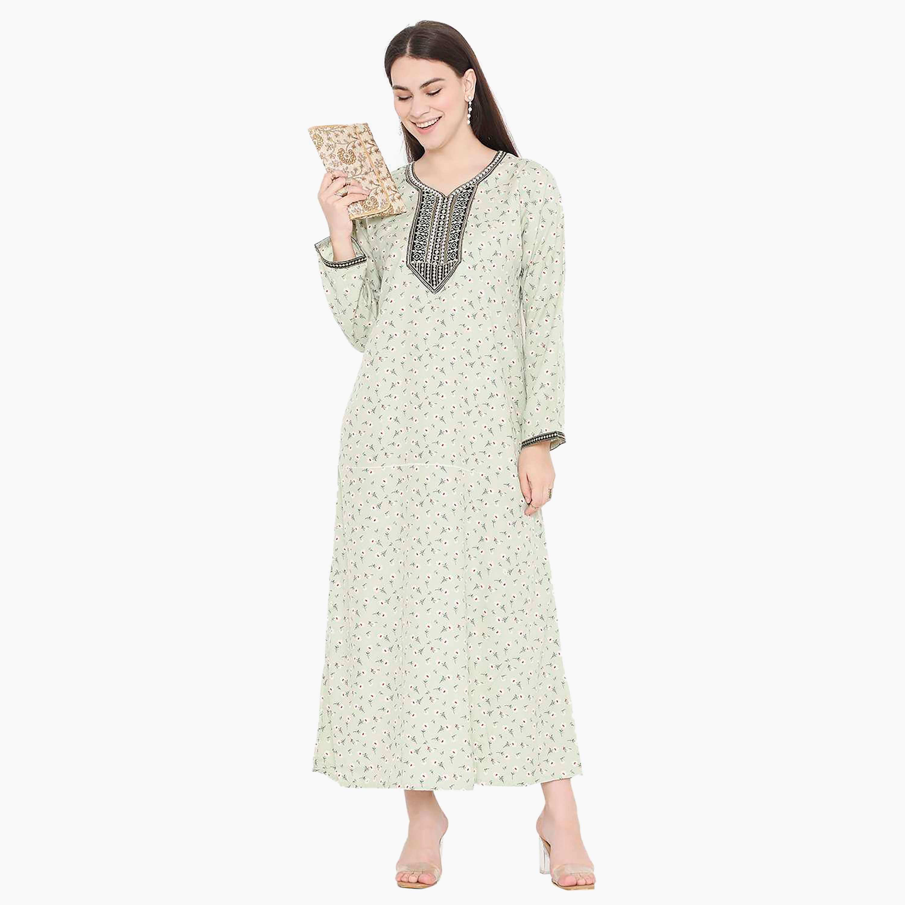 جلابية نسائية مطرزة بالزهور وعقدة عنق من هانا آند سارة-women-arabicclothing-jalabiyas-image-11