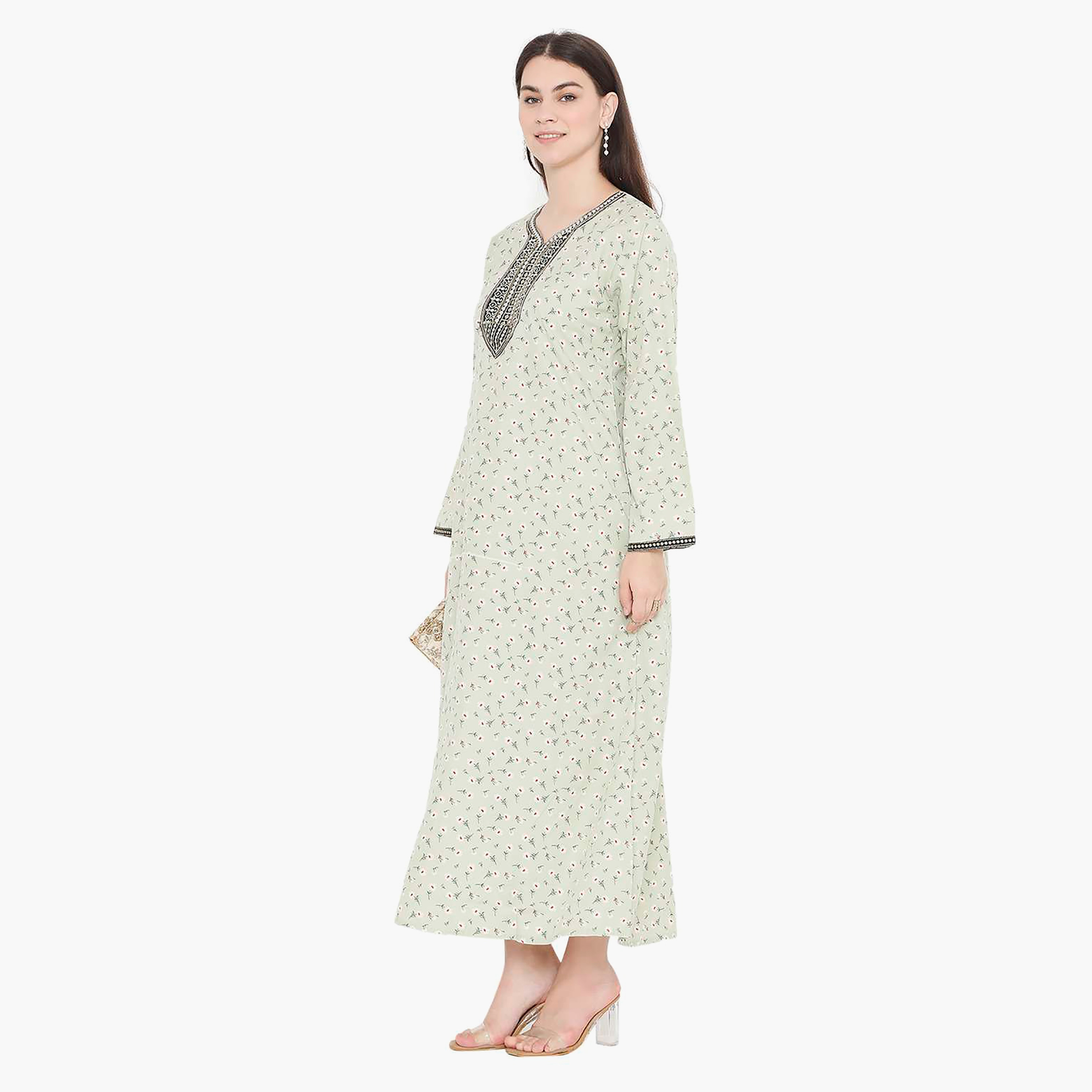 جلابية نسائية مطرزة بالزهور وعقدة عنق من هانا آند سارة-women-arabicclothing-jalabiyas-image-13