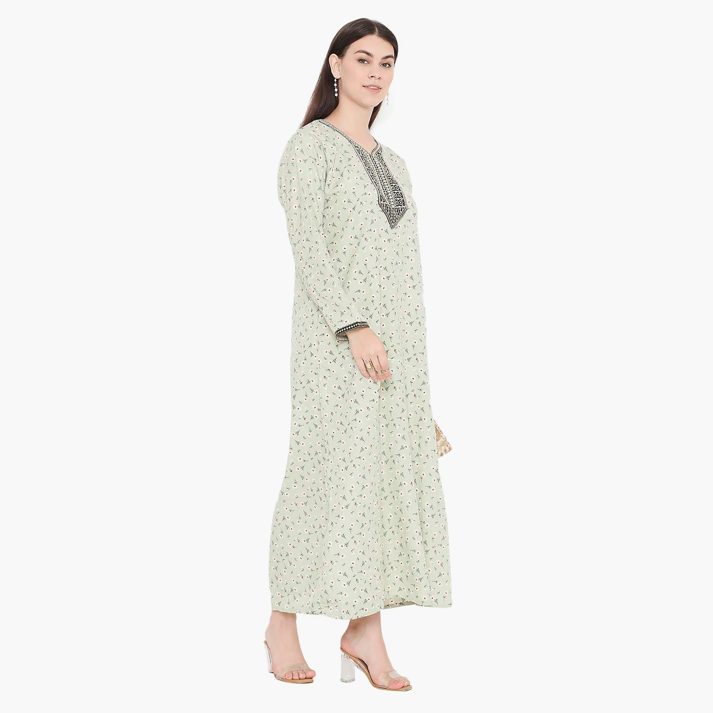 جلابية نسائية مطرزة بالزهور وعقدة عنق من هانا آند سارة-women-arabicclothing-jalabiyas-image-14