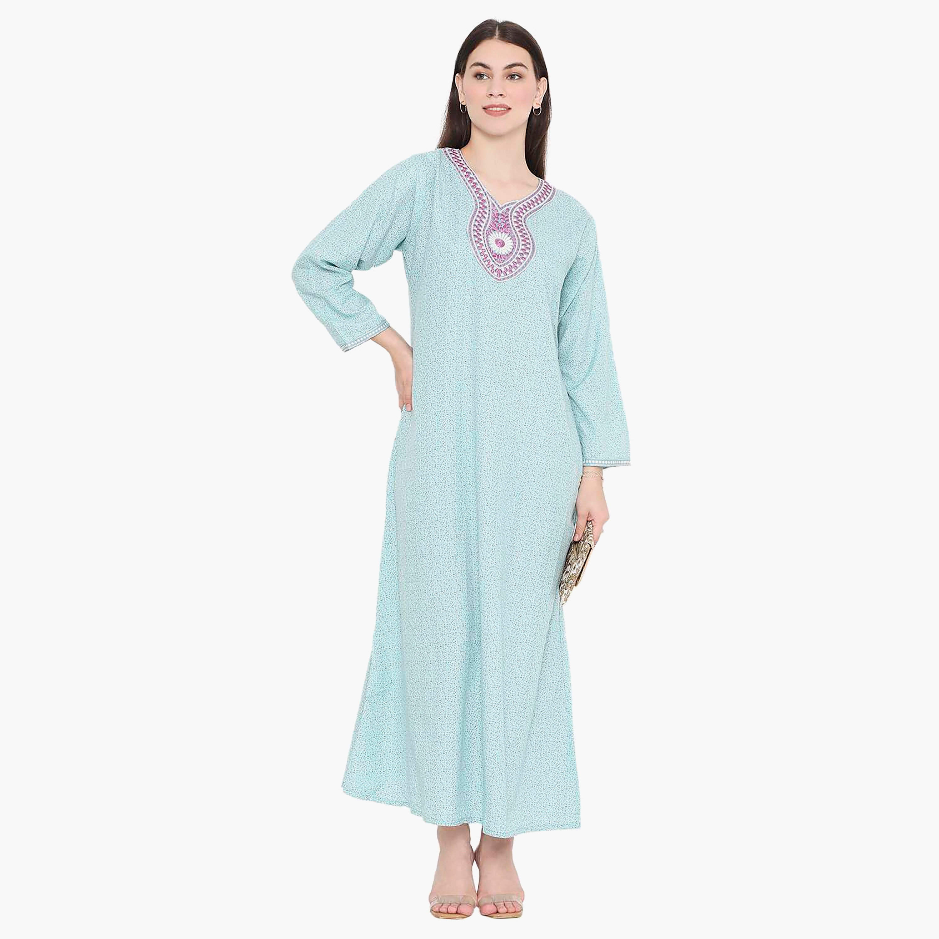 جلابية نسائية مطرزة بعقدة عنق من هانا آند سارة-women-arabicclothing-jalabiyas-image-1