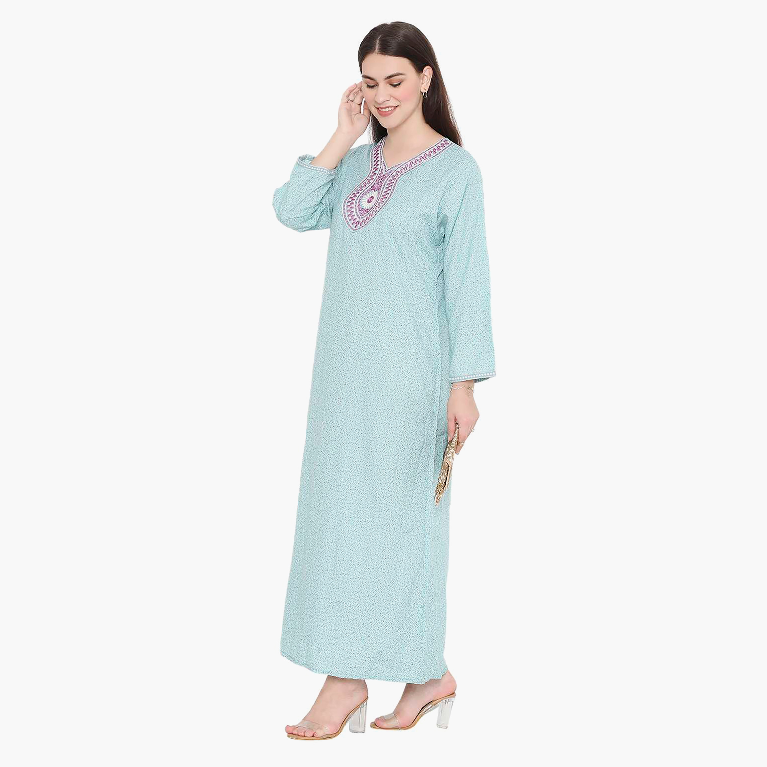 جلابية نسائية مطرزة بعقدة عنق من هانا آند سارة-women-arabicclothing-jalabiyas-image-4