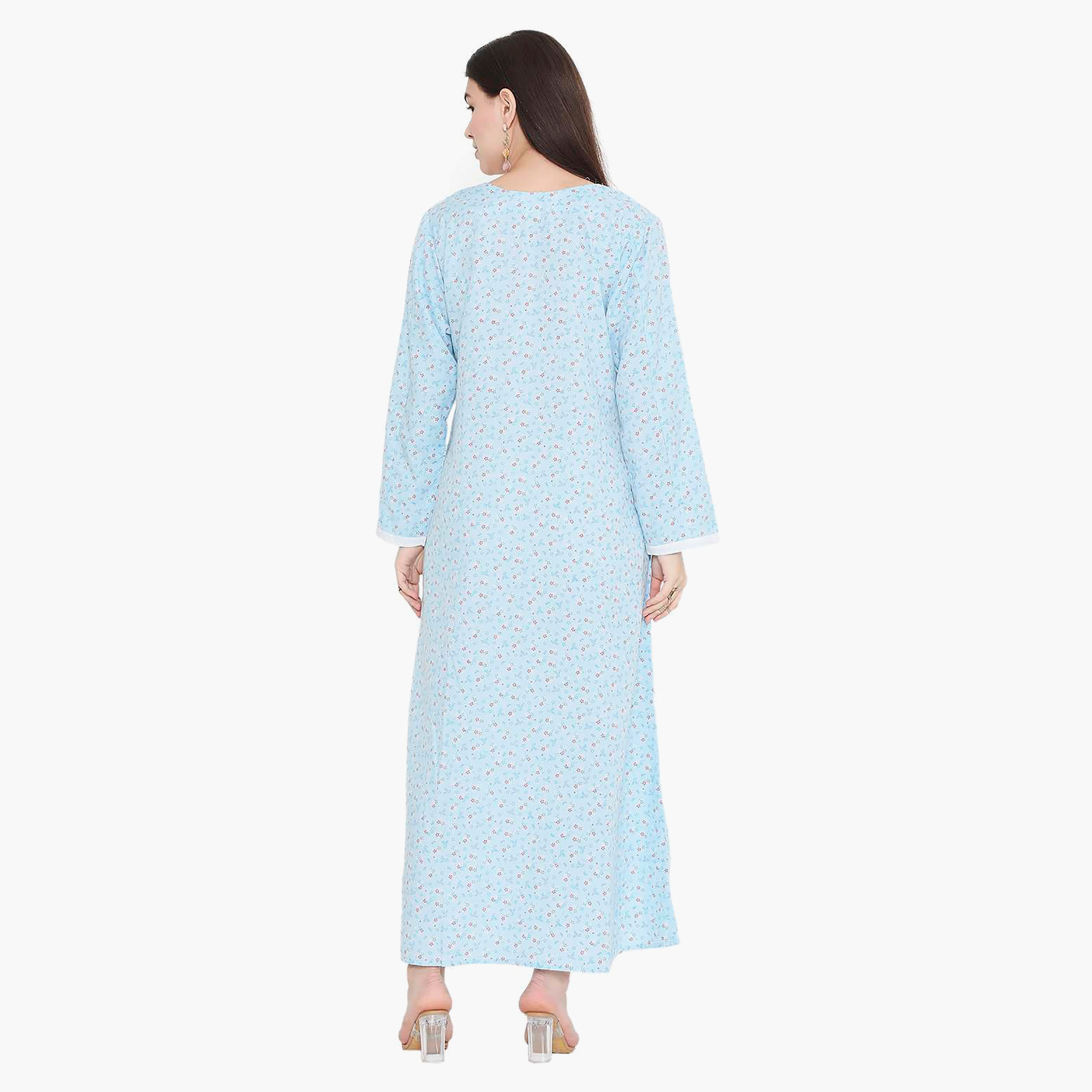 جلابية نسائية مطرزة بالزهور وعقدة عنق من هانا آند سارة-women-arabicclothing-jalabiyas-image-5